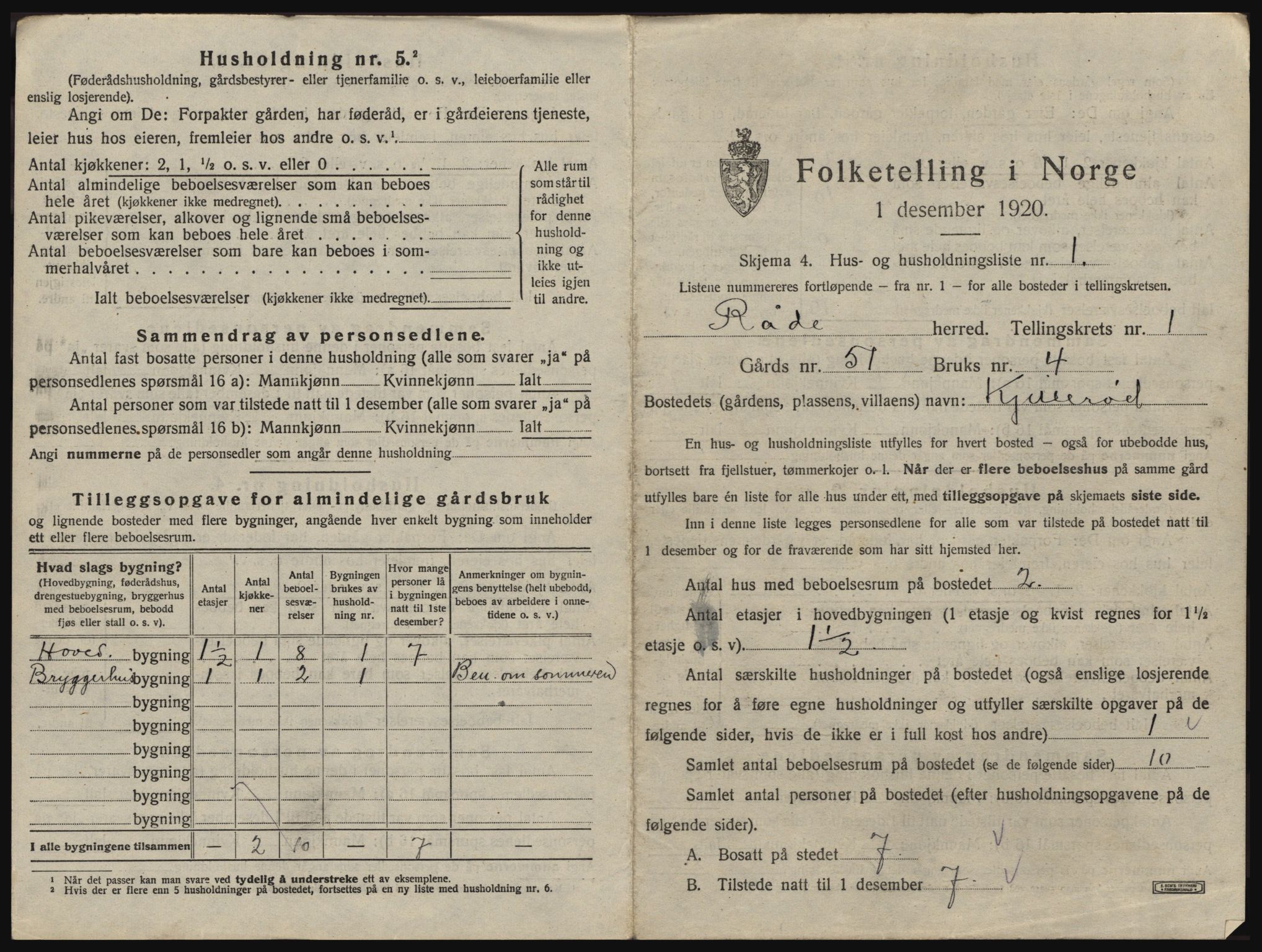 SAO, 1920 census for Råde, 1920, p. 38