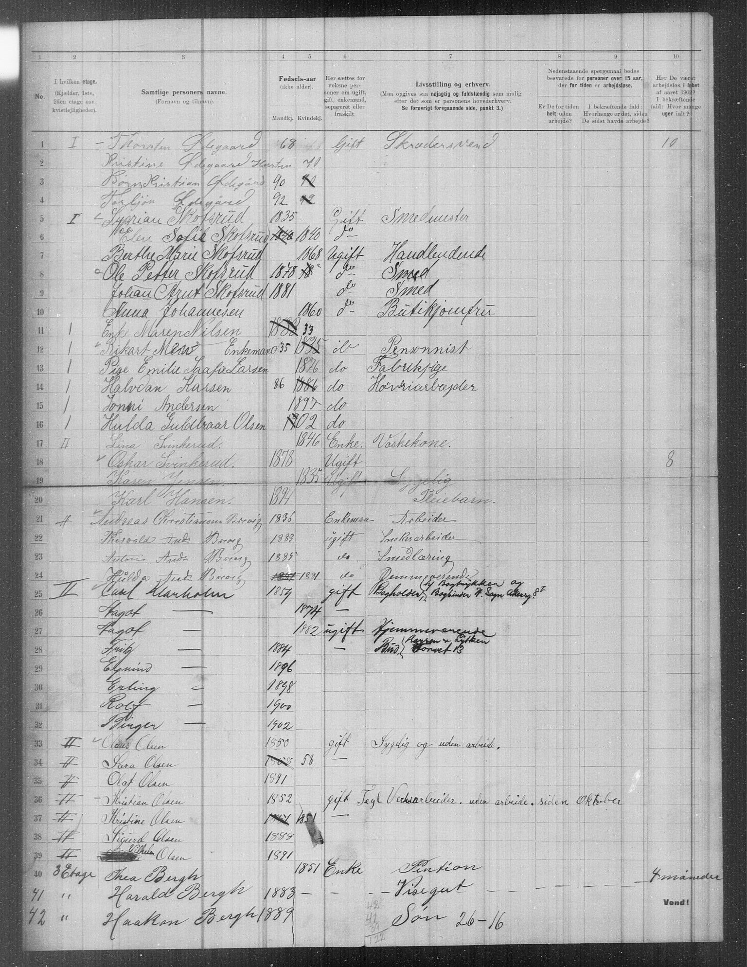 OBA, Municipal Census 1902 for Kristiania, 1902, p. 1707