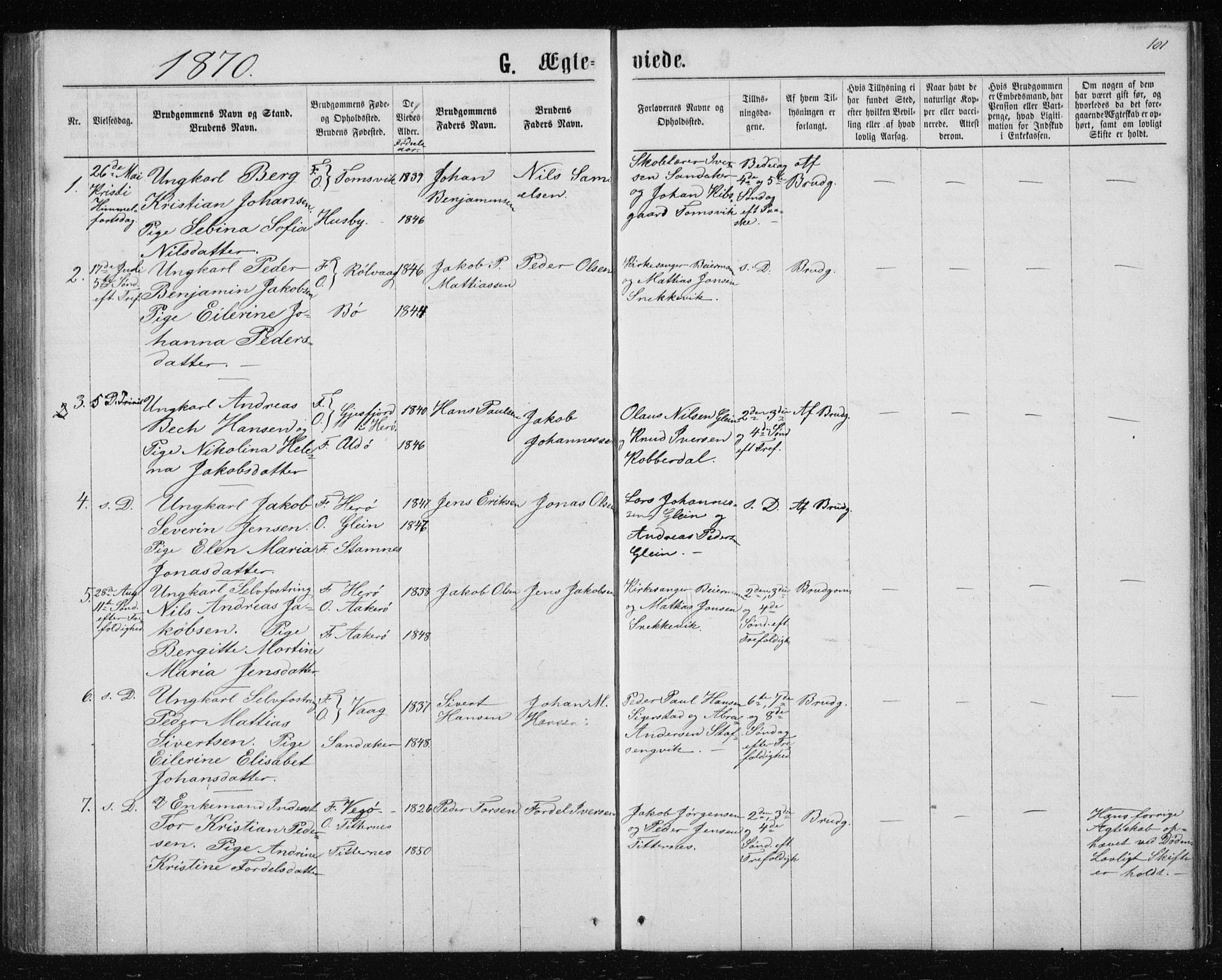 Ministerialprotokoller, klokkerbøker og fødselsregistre - Nordland, AV/SAT-A-1459/835/L0531: Parish register (copy) no. 835C03, 1865-1877, p. 101