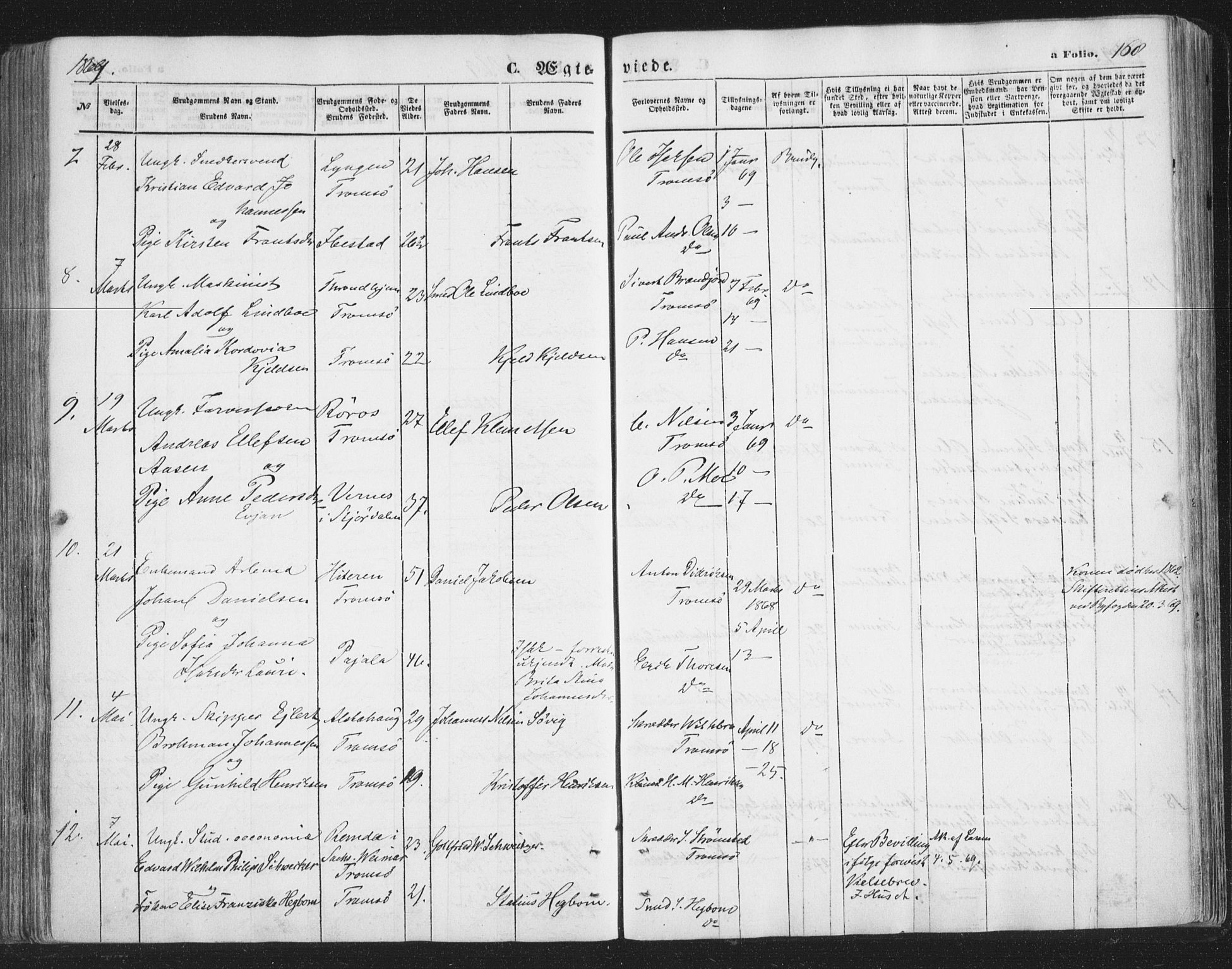 Tromsø sokneprestkontor/stiftsprosti/domprosti, SATØ/S-1343/G/Ga/L0012kirke: Parish register (official) no. 12, 1865-1871, p. 168
