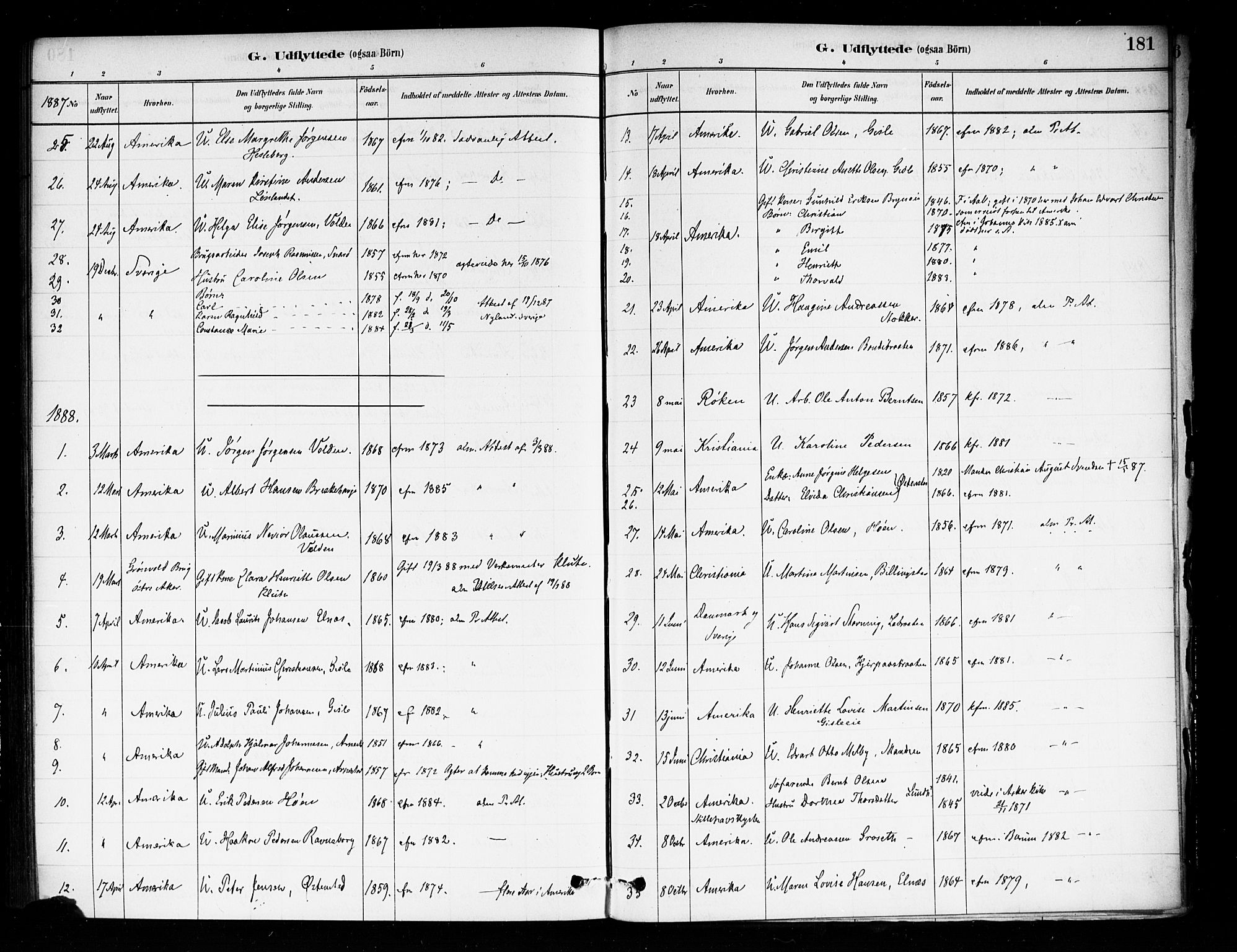 Asker prestekontor Kirkebøker, SAO/A-10256a/F/Fa/L0014: Parish register (official) no. I 14, 1879-1900, p. 181