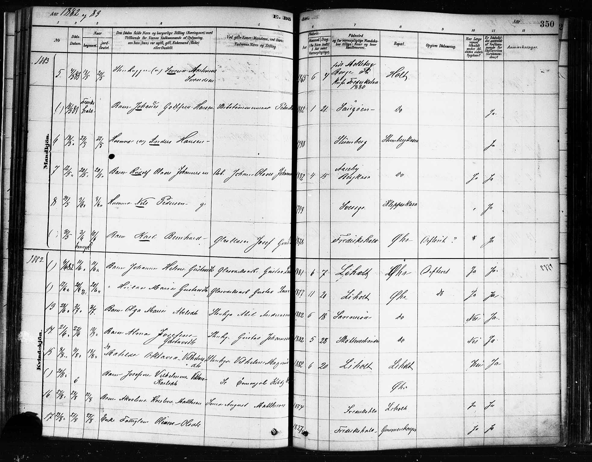 Idd prestekontor Kirkebøker, SAO/A-10911/F/Fc/L0006b: Parish register (official) no. III 6B, 1878-1903, p. 350