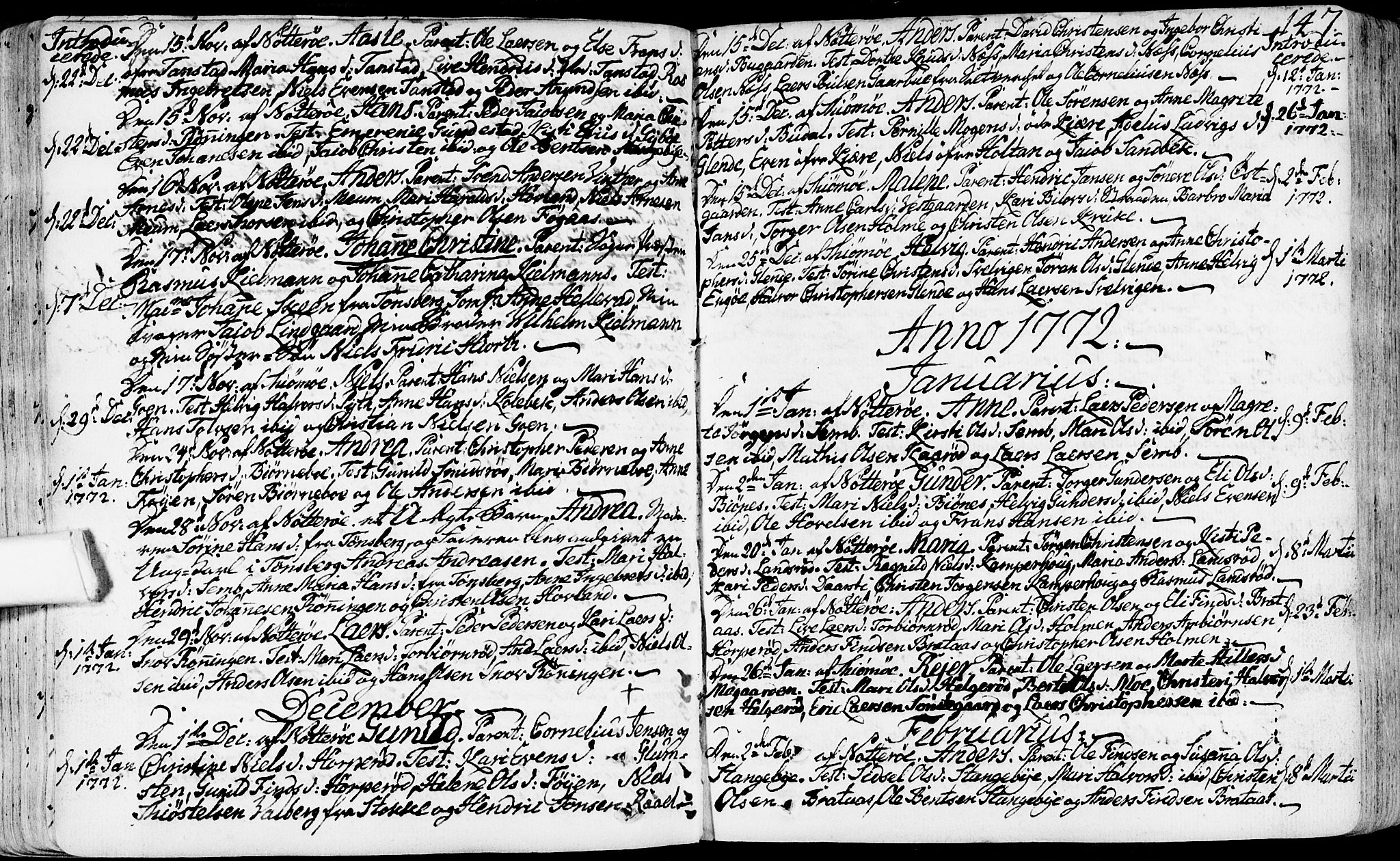 Nøtterøy kirkebøker, AV/SAKO-A-354/F/Fa/L0002: Parish register (official) no. I 2, 1738-1790, p. 147