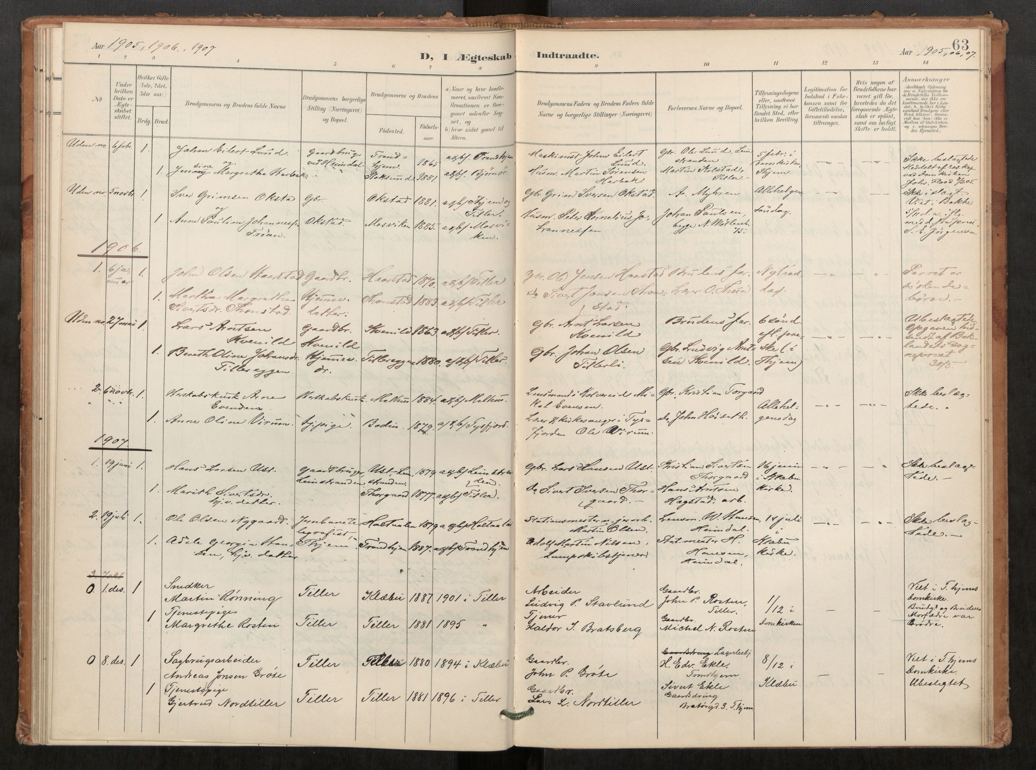 Klæbu sokneprestkontor, SAT/A-1112: Parish register (official) no. 2, 1900-1916, p. 63