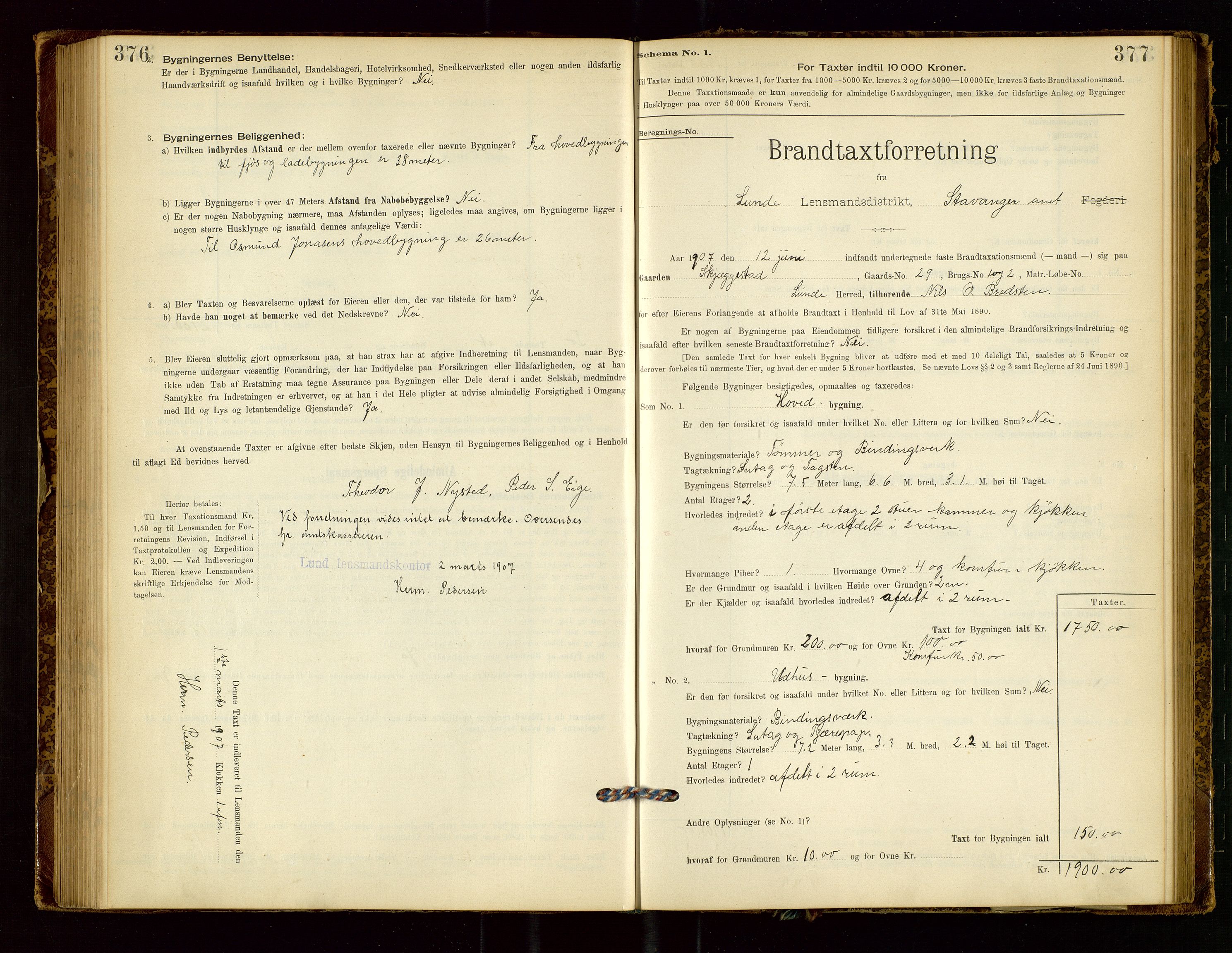 Lund lensmannskontor, SAST/A-100303/Gob/L0001: "Brandtakstprotokol", 1894-1907, p. 376-377