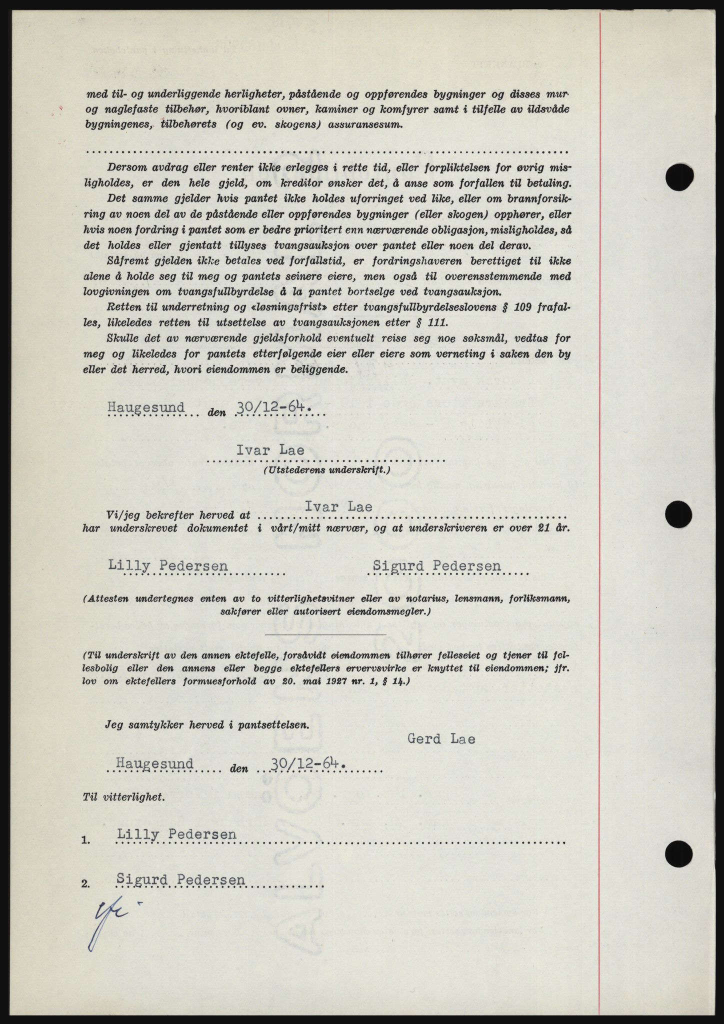 Haugesund tingrett, SAST/A-101415/01/II/IIC/L0053: Mortgage book no. B 53, 1965-1965, Diary no: : 228/1965