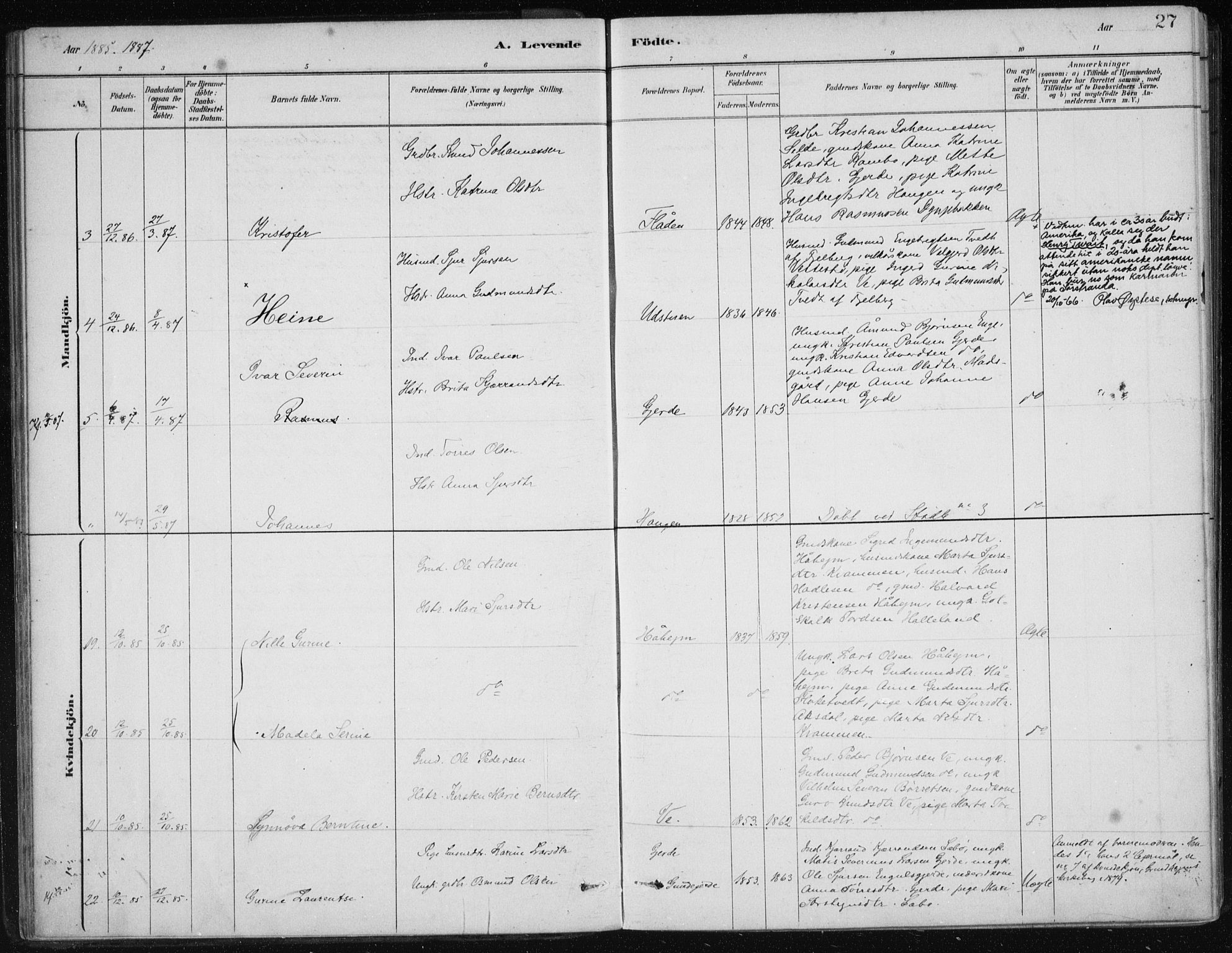 Etne sokneprestembete, AV/SAB-A-75001/H/Haa: Parish register (official) no. C  1, 1879-1919, p. 27