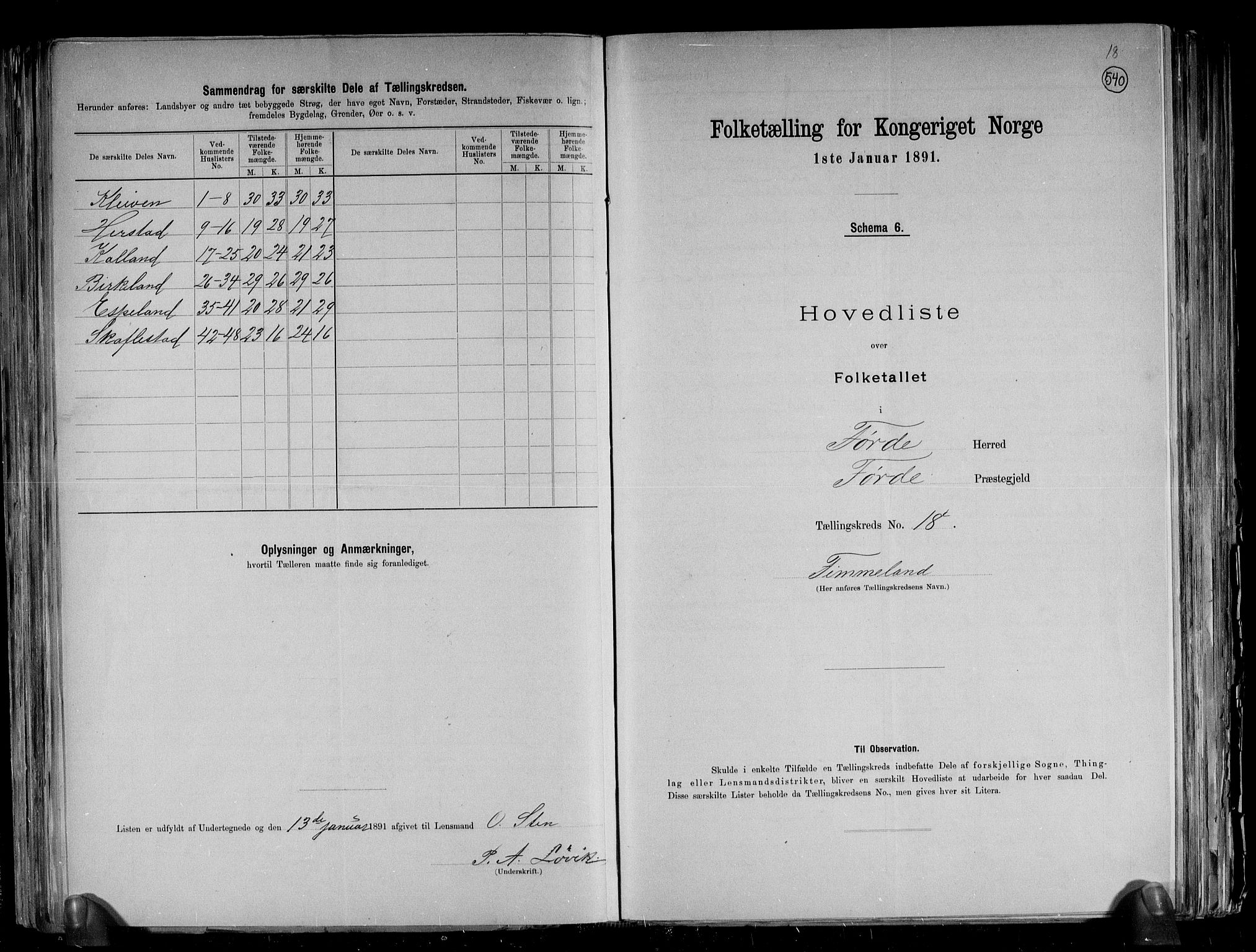 RA, 1891 census for 1432 Førde, 1891, p. 40