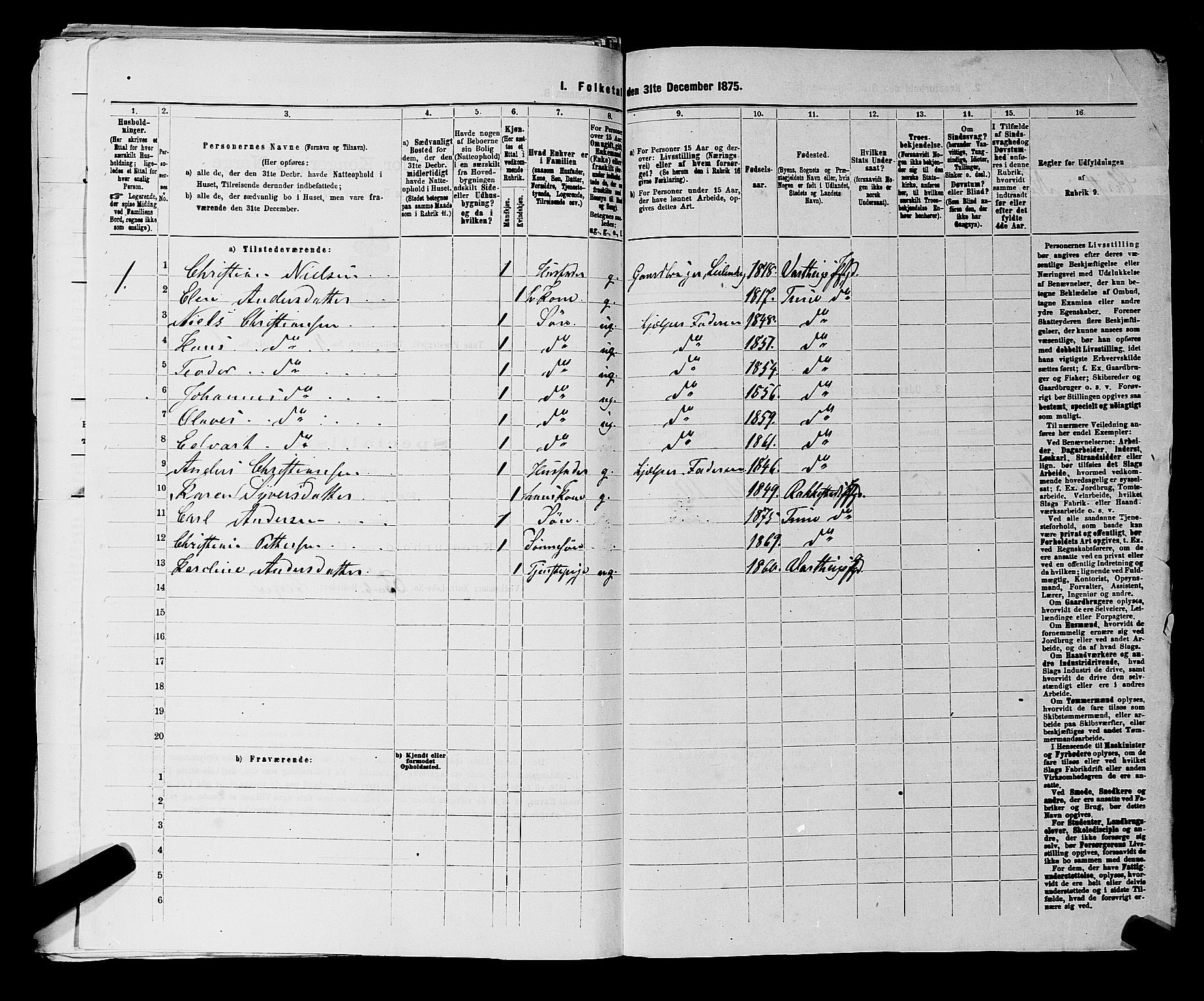 RA, 1875 census for 0130P Tune, 1875, p. 646