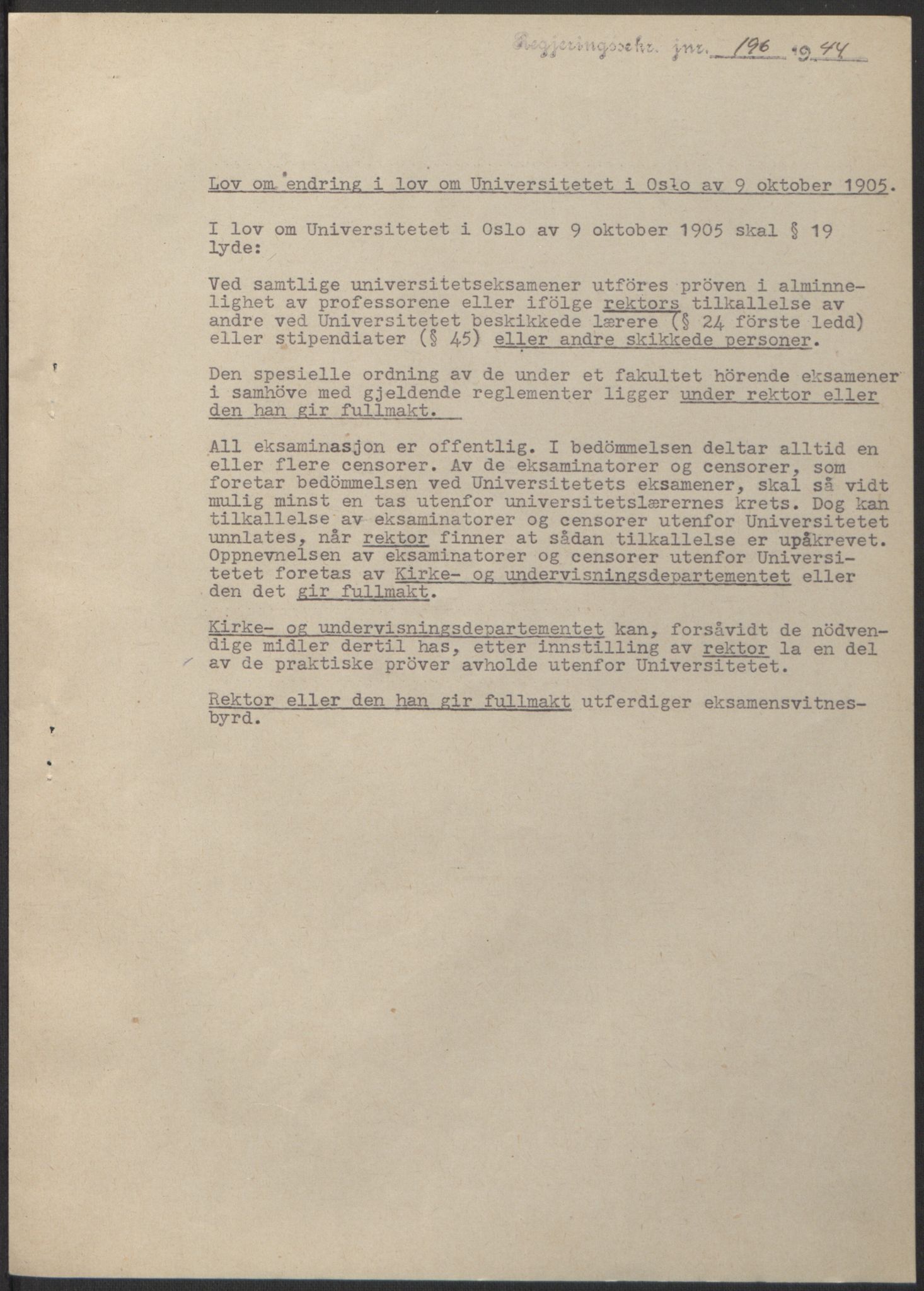 NS-administrasjonen 1940-1945 (Statsrådsekretariatet, de kommisariske statsråder mm), AV/RA-S-4279/D/Db/L0100: Lover, 1944, p. 352