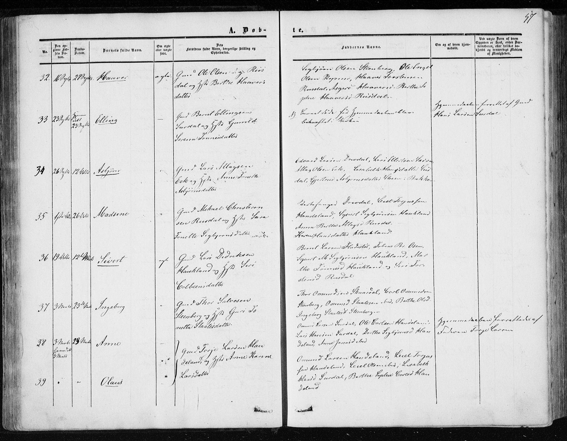 Lund sokneprestkontor, AV/SAST-A-101809/S06/L0009: Parish register (official) no. A 8, 1853-1877, p. 57