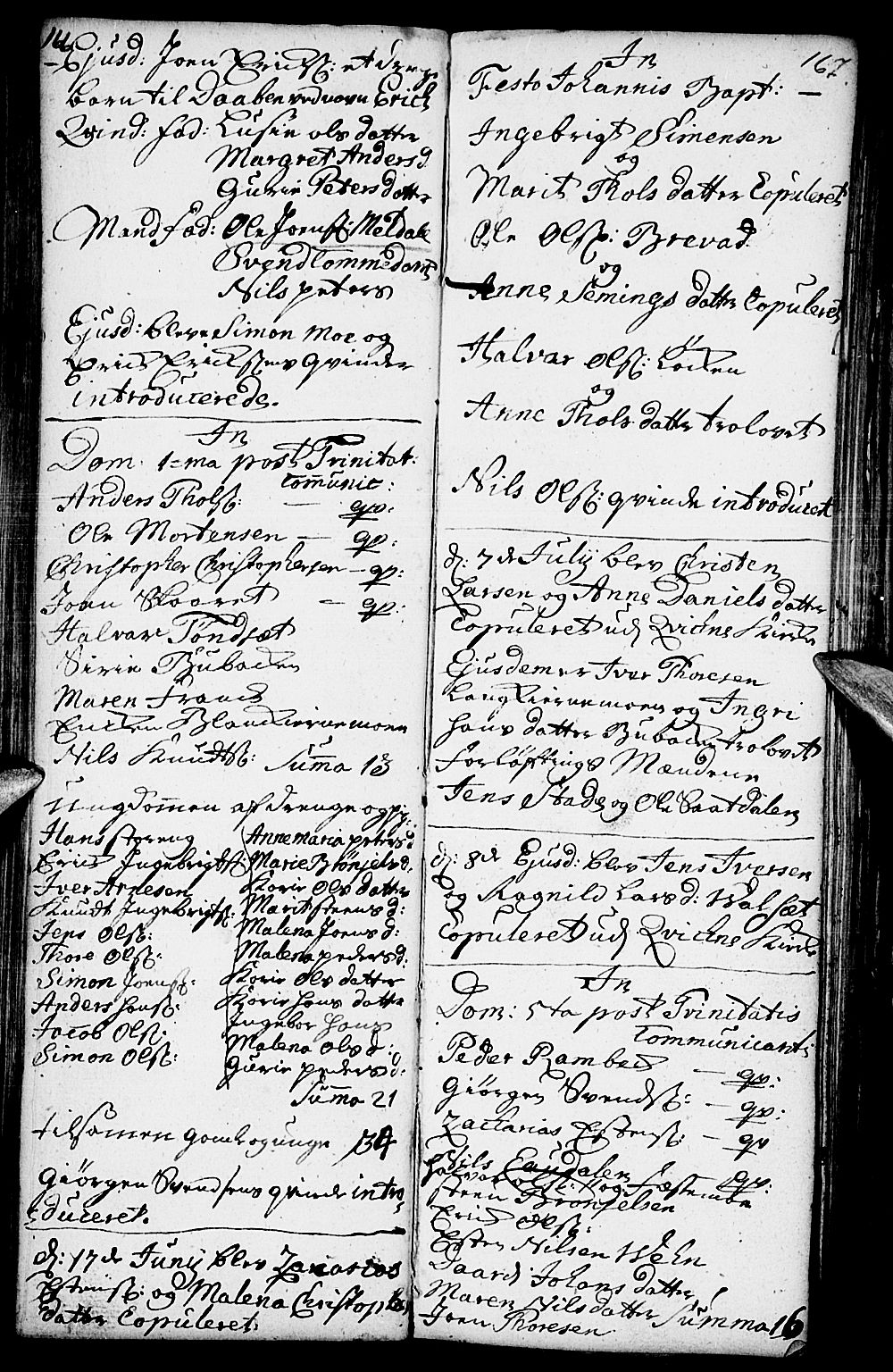 Kvikne prestekontor, SAH/PREST-064/H/Ha/Haa/L0001: Parish register (official) no. 1, 1740-1756, p. 166-167