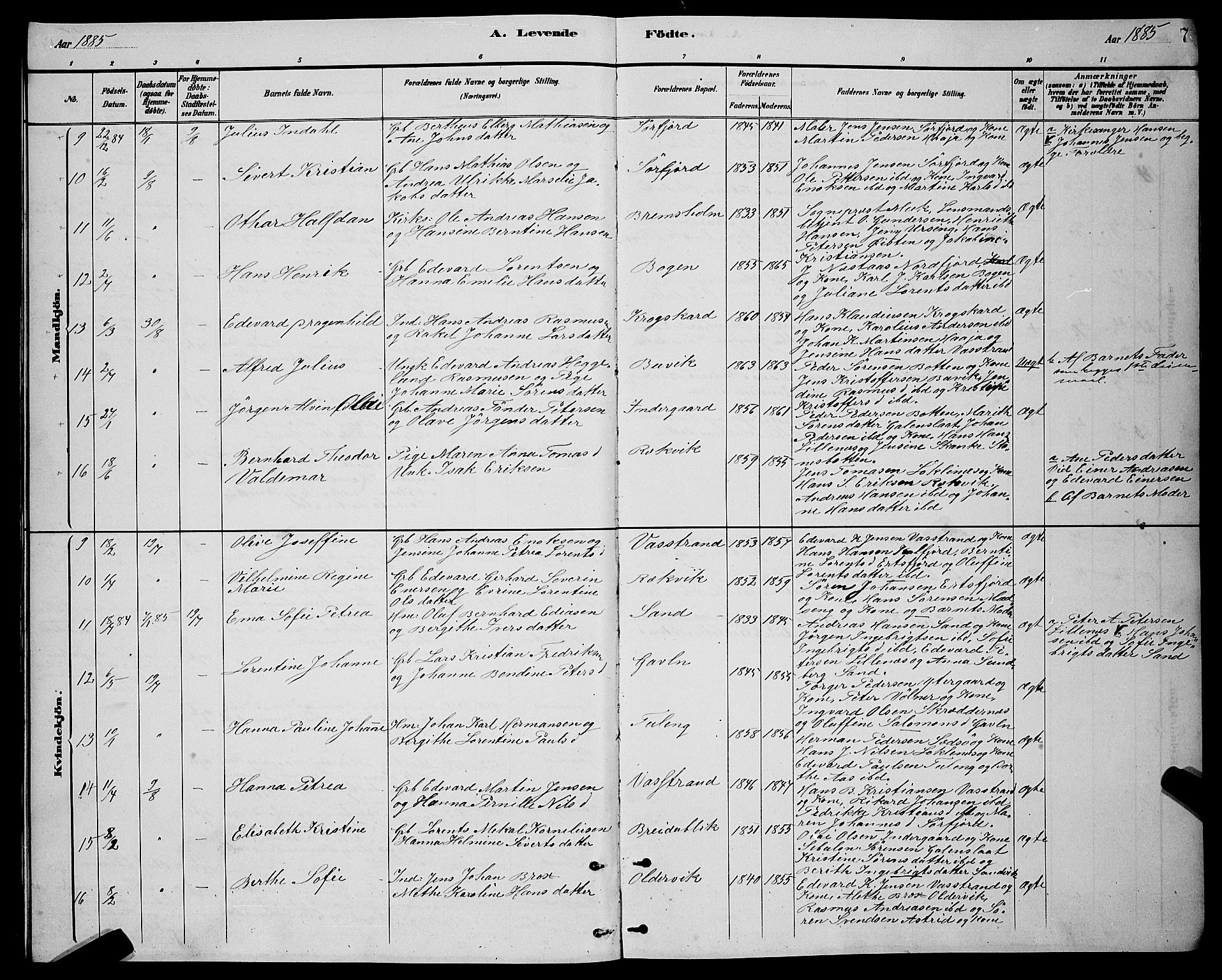 Lenvik sokneprestembete, AV/SATØ-S-1310/H/Ha/Hab/L0021klokker: Parish register (copy) no. 21, 1884-1900, p. 7