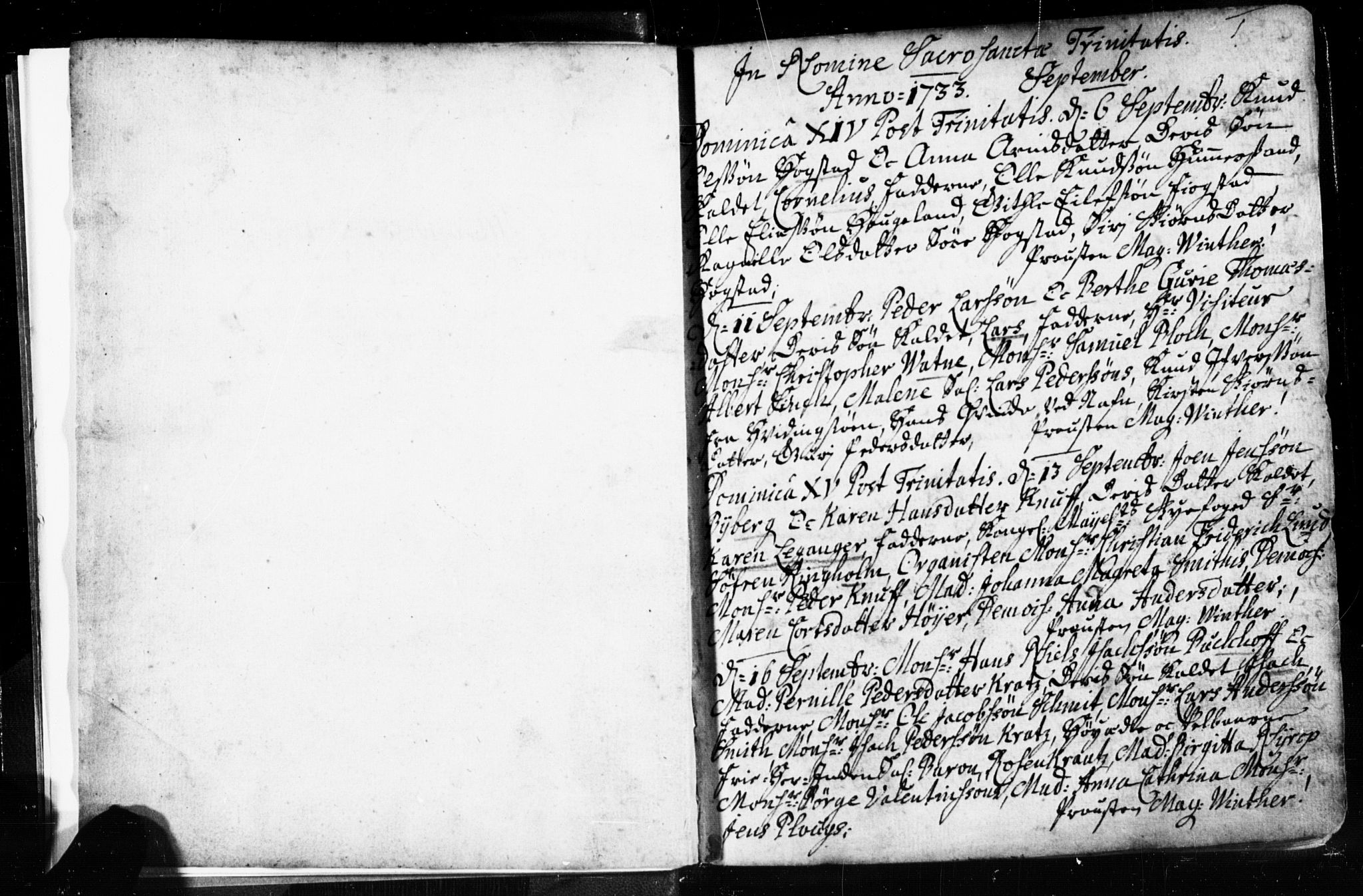 Domkirken sokneprestkontor, AV/SAST-A-101812/001/30/30BB/L0003: Parish register (copy) no. B 3, 1733-1751, p. 1