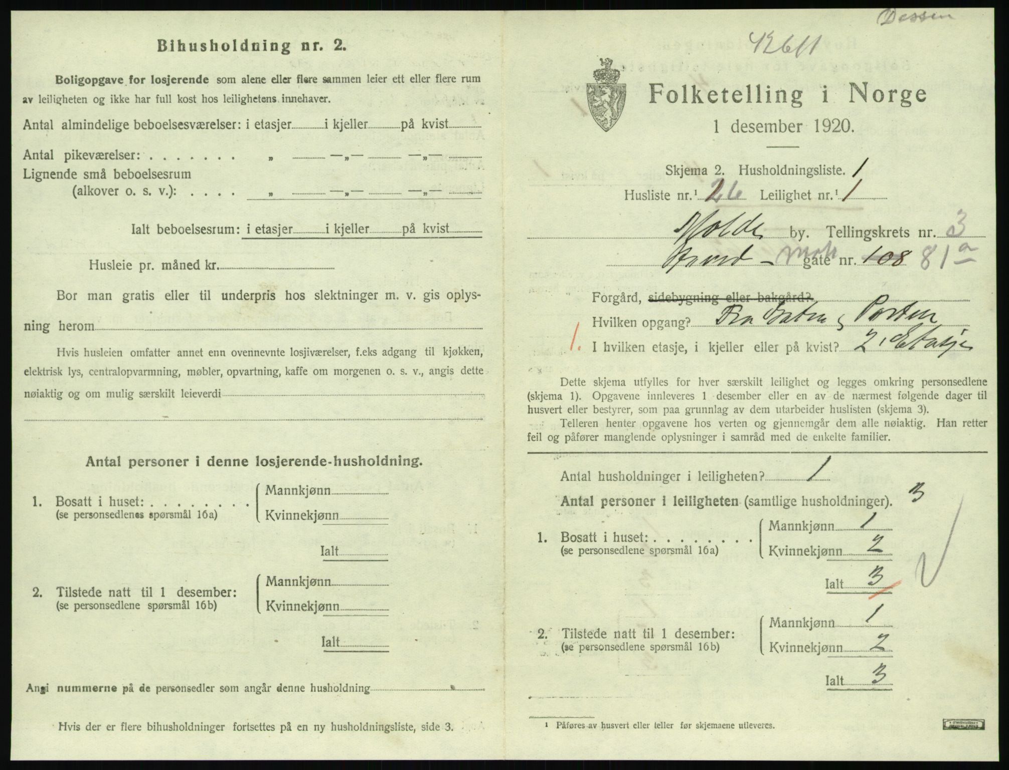 SAT, 1920 census for Molde, 1920, p. 1157