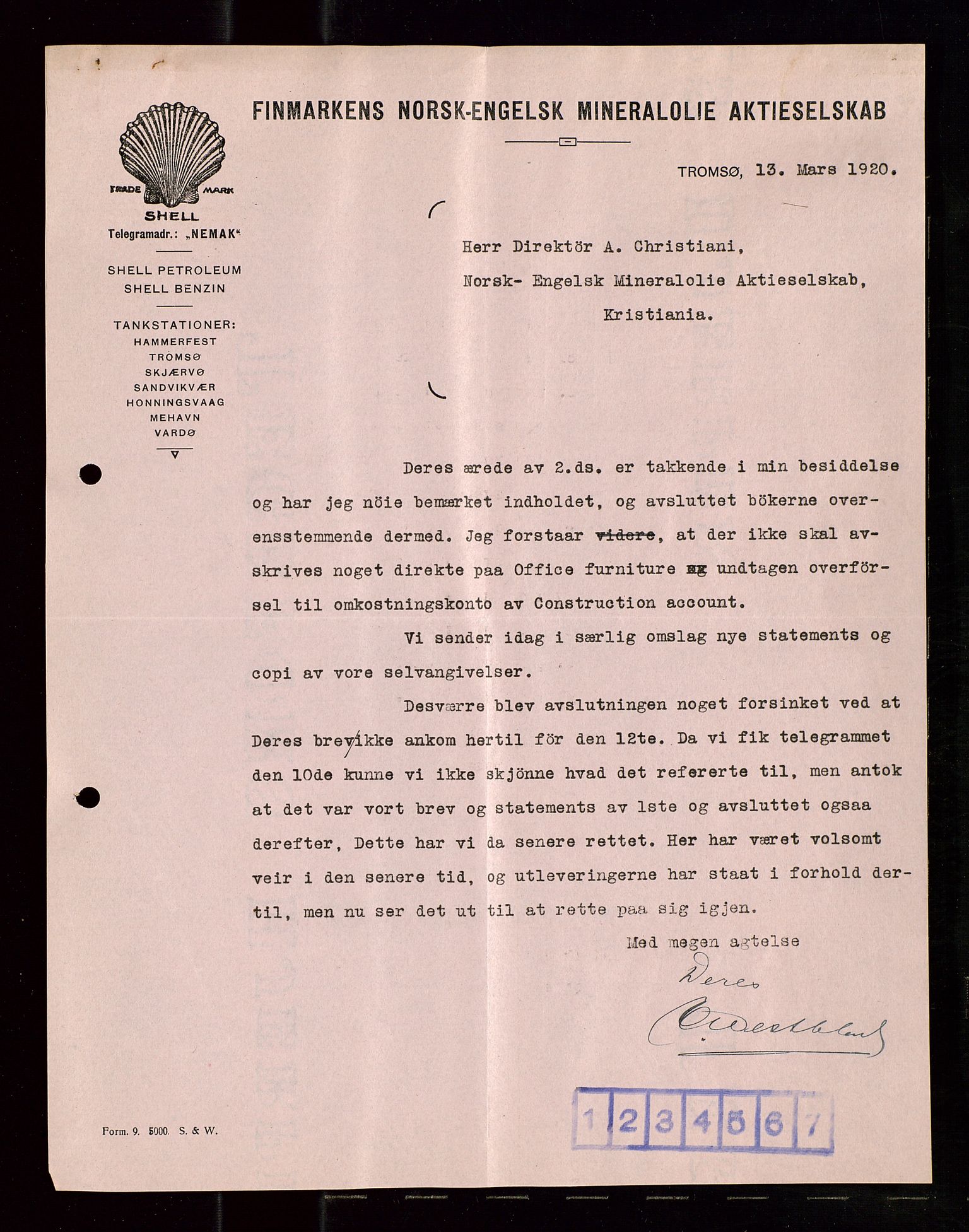 Pa 1521 - A/S Norske Shell, AV/SAST-A-101915/E/Ea/Eaa/L0010: Sjefskorrespondanse, 1920, p. 146