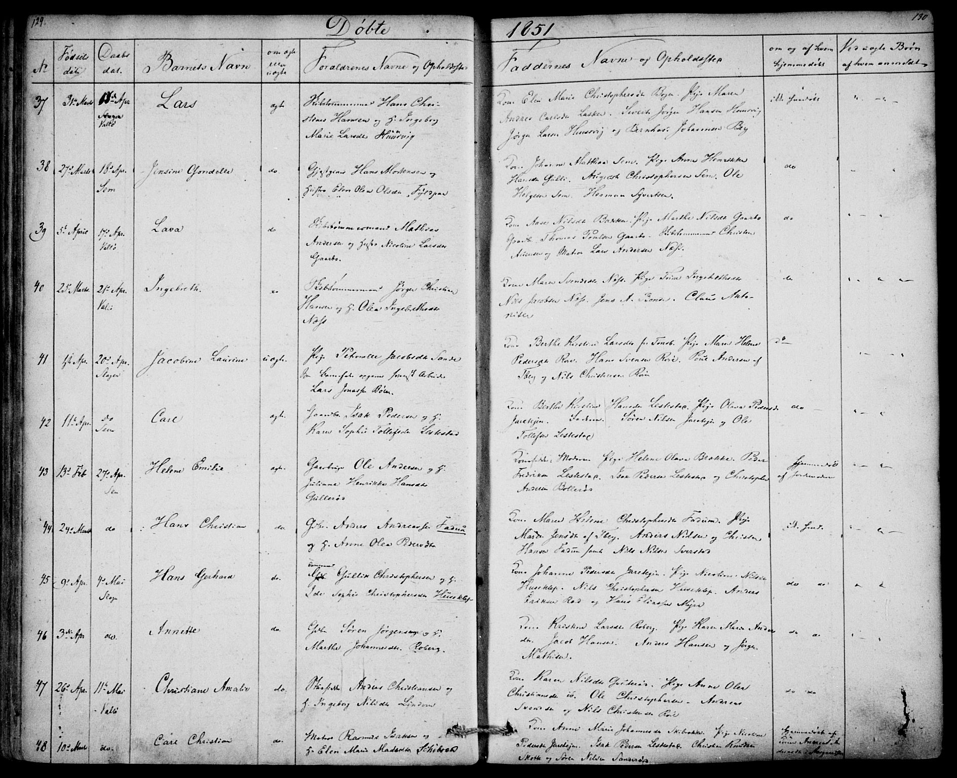 Sem kirkebøker, SAKO/A-5/F/Fa/L0006: Parish register (official) no. I 6, 1843-1855, p. 129-130