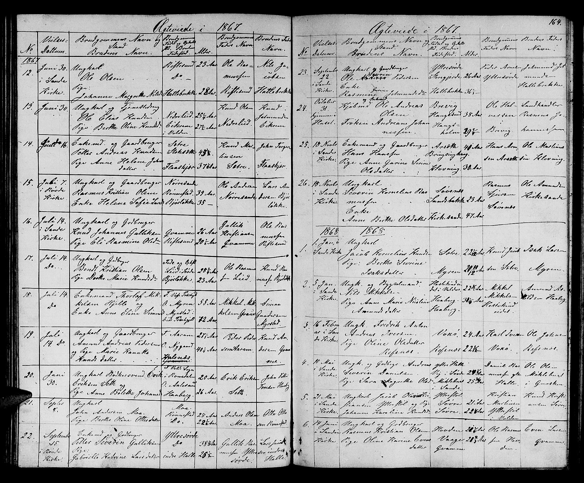 Ministerialprotokoller, klokkerbøker og fødselsregistre - Møre og Romsdal, AV/SAT-A-1454/503/L0047: Parish register (copy) no. 503C02, 1854-1884, p. 164