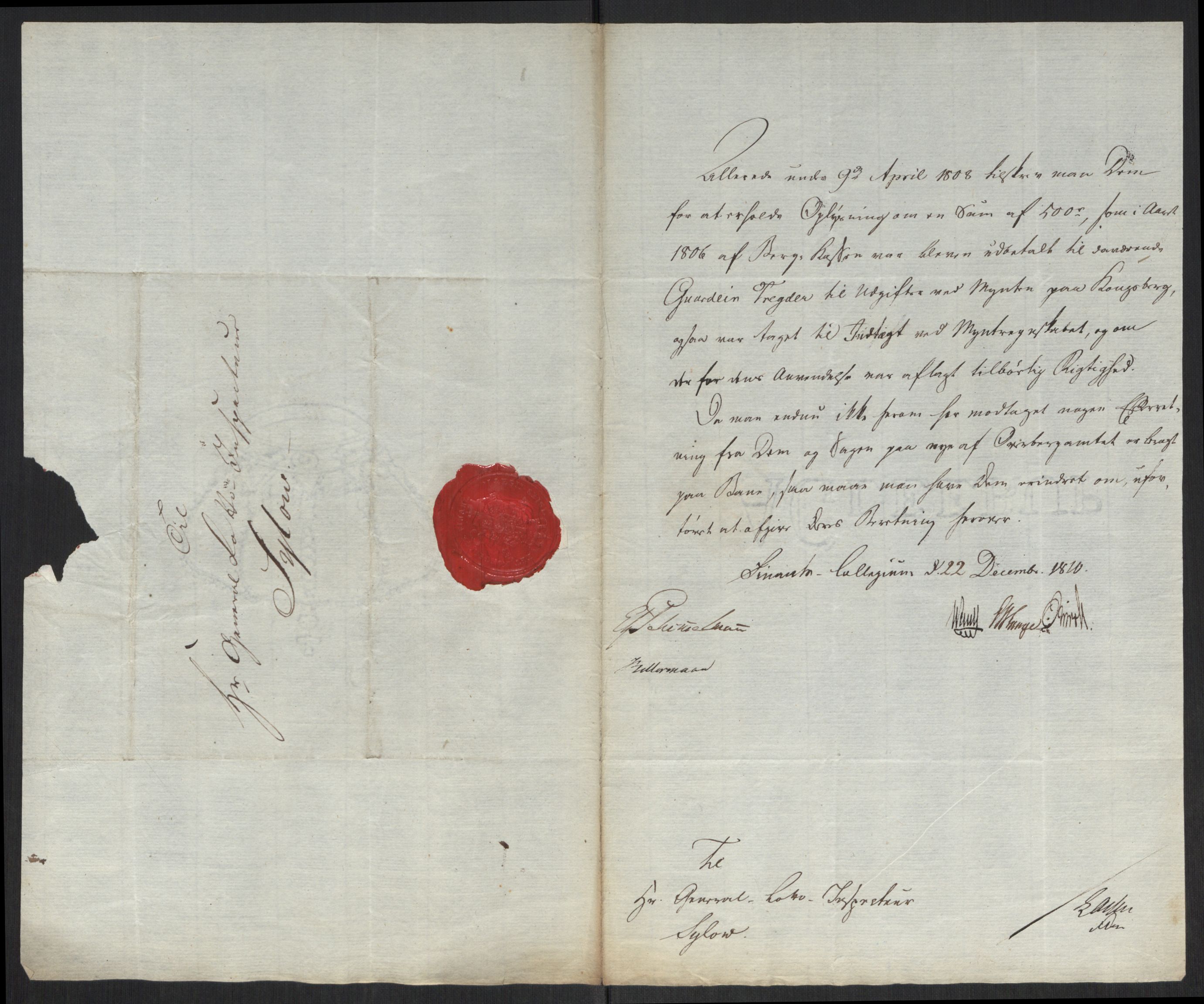 Rentekammeret inntil 1814, Realistisk ordnet avdeling, AV/RA-EA-4070/Oa/L0008: [Y6]: Embetsbrev til myntmesteren på Kongsberg (1797-1806 og 1808-1813), 1797-1813, p. 323