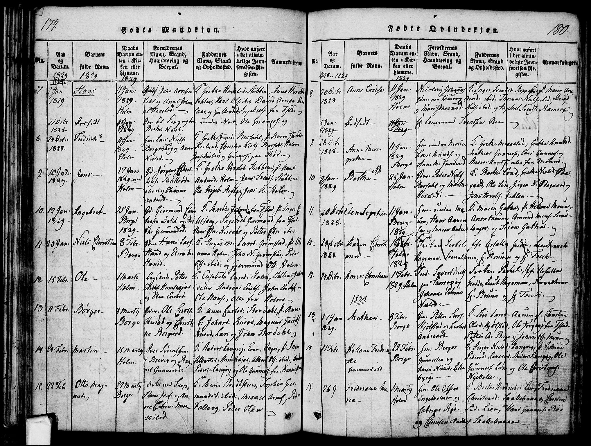Borge prestekontor Kirkebøker, SAO/A-10903/F/Fa/L0003: Parish register (official) no. I 3, 1815-1836, p. 179-180