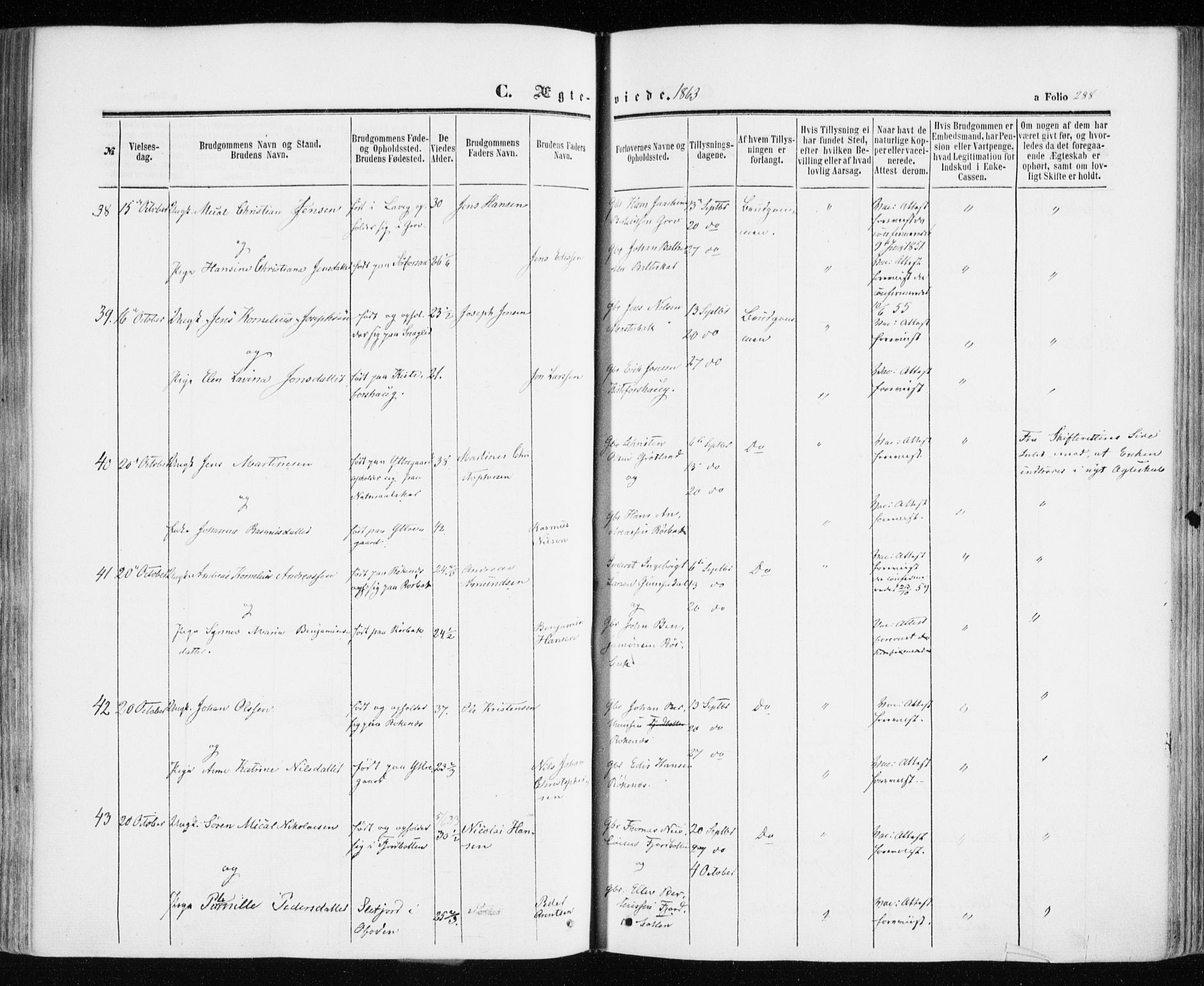 Ibestad sokneprestembete, SATØ/S-0077/H/Ha/Haa/L0009kirke: Parish register (official) no. 9, 1859-1868, p. 288