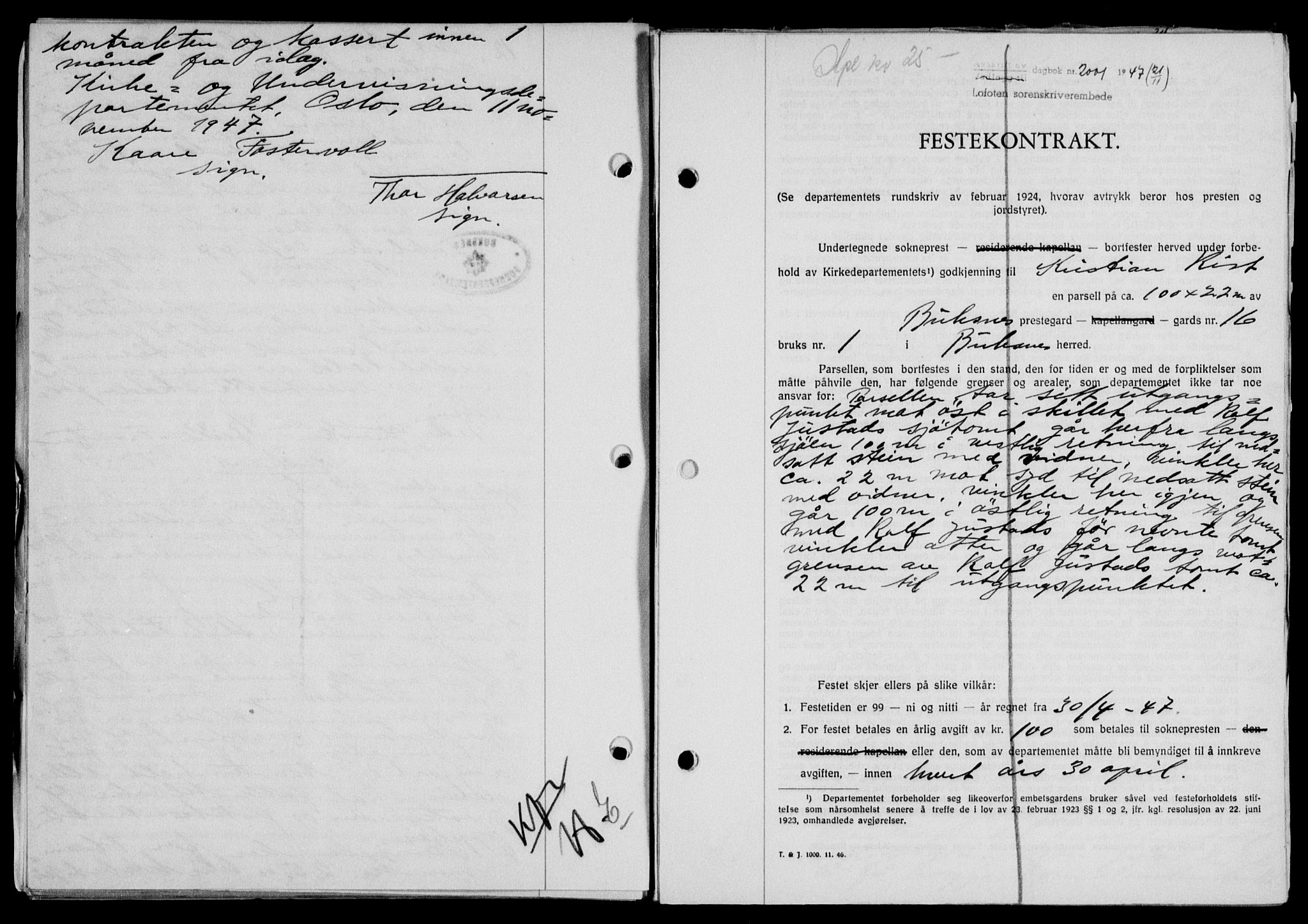 Lofoten sorenskriveri, SAT/A-0017/1/2/2C/L0017a: Mortgage book no. 17a, 1947-1948, Diary no: : 2001/1947