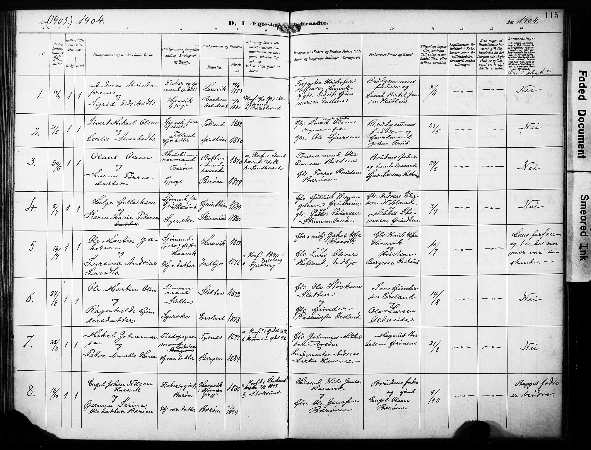Finnås sokneprestembete, SAB/A-99925/H/Ha/Haa/Haab/L0002: Parish register (official) no. B 2, 1895-1906, p. 115