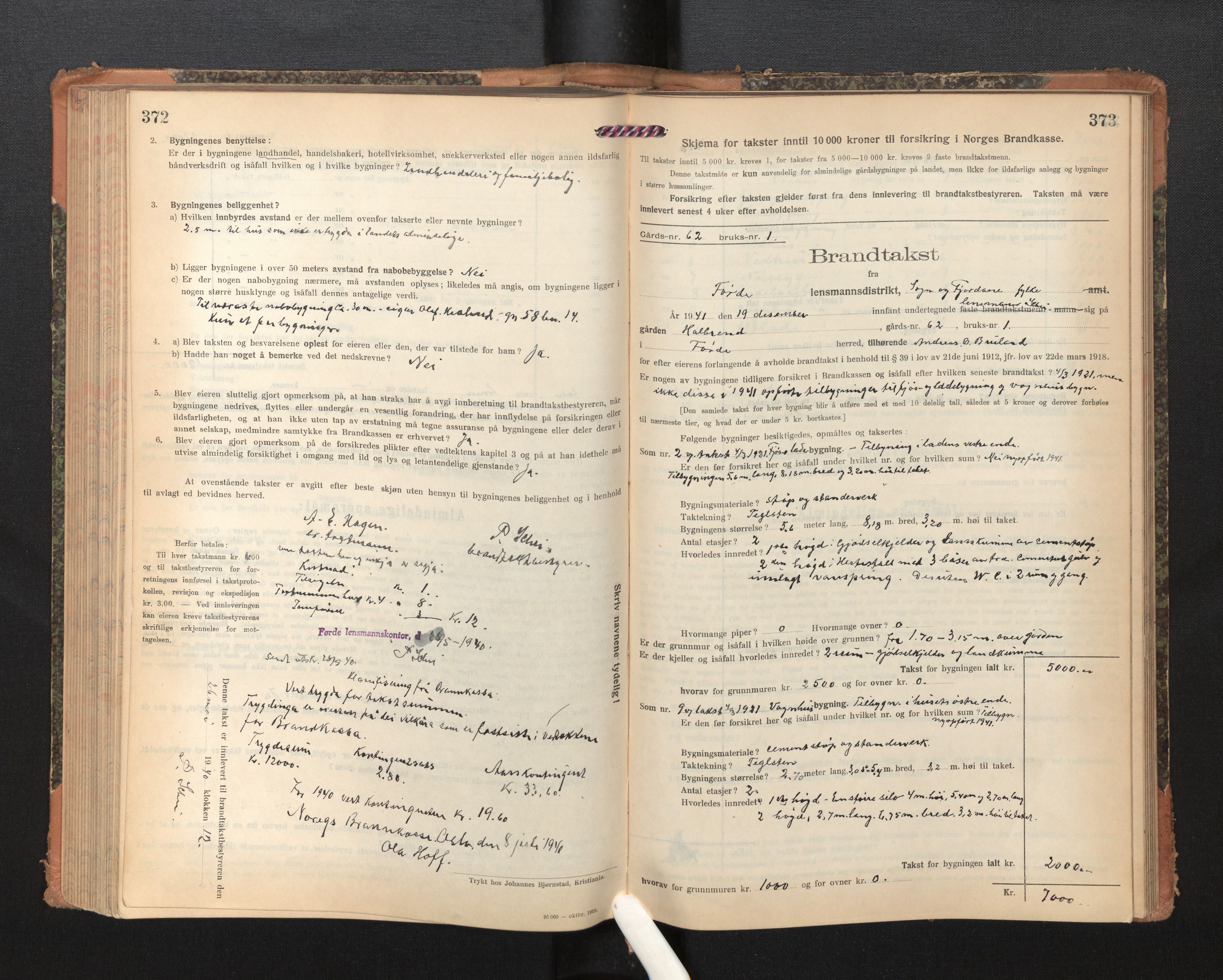 Lensmannen i Førde, AV/SAB-A-27401/0012/L0009: Branntakstprotokoll, skjematakst, 1922-1946, p. 372-373