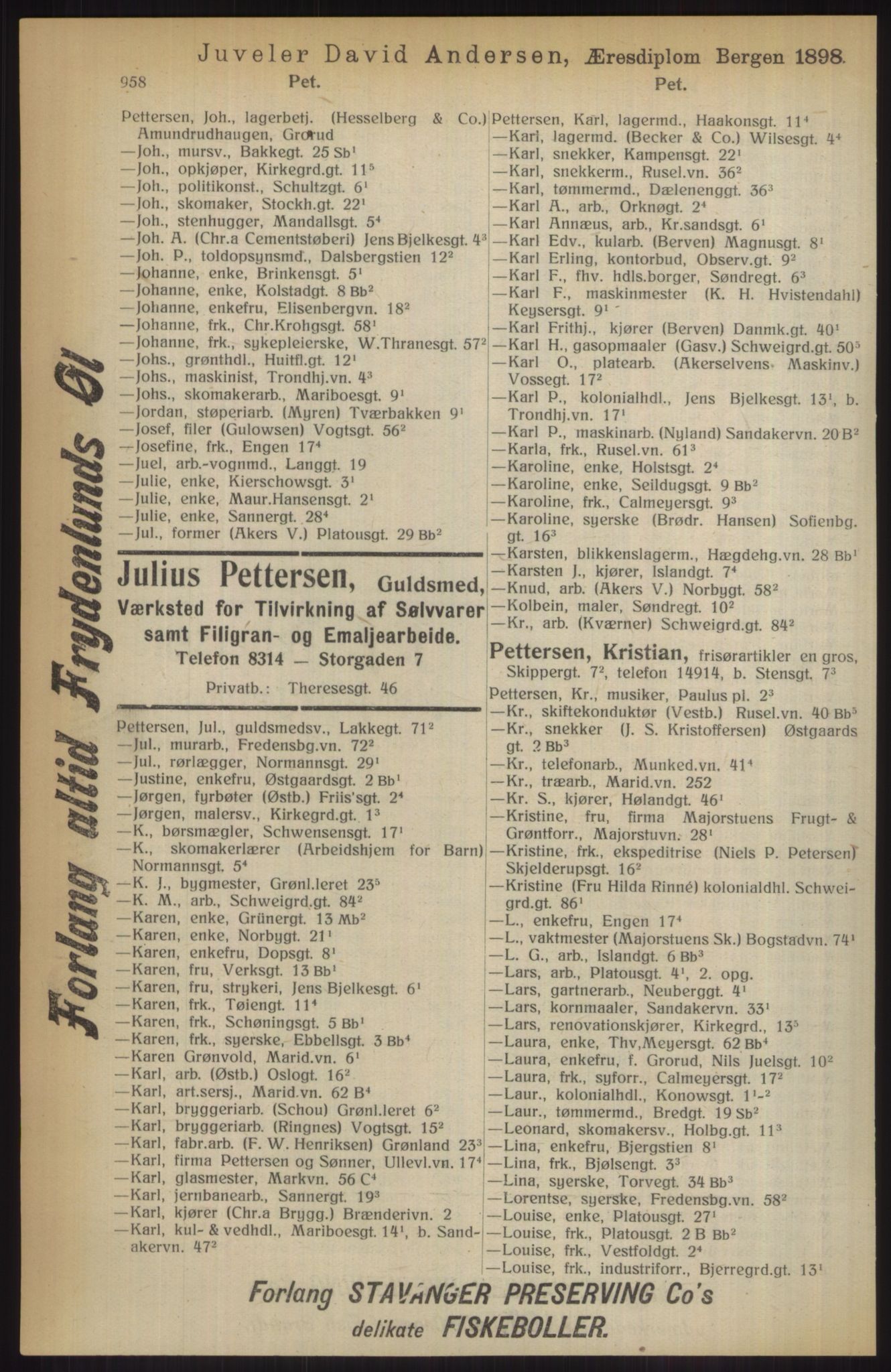 Kristiania/Oslo adressebok, PUBL/-, 1914, p. 958