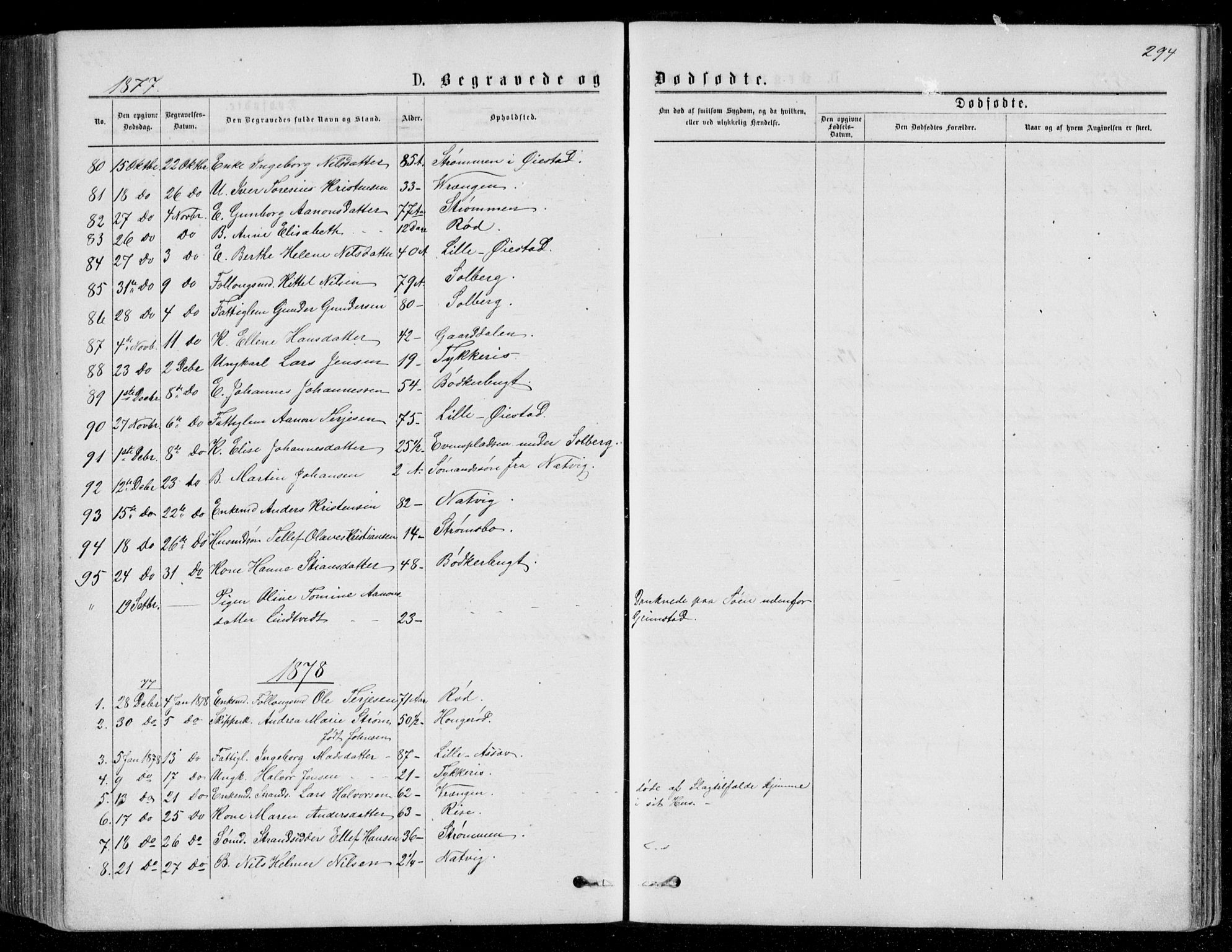 Øyestad sokneprestkontor, AV/SAK-1111-0049/F/Fb/L0008: Parish register (copy) no. B 8, 1872-1886, p. 294