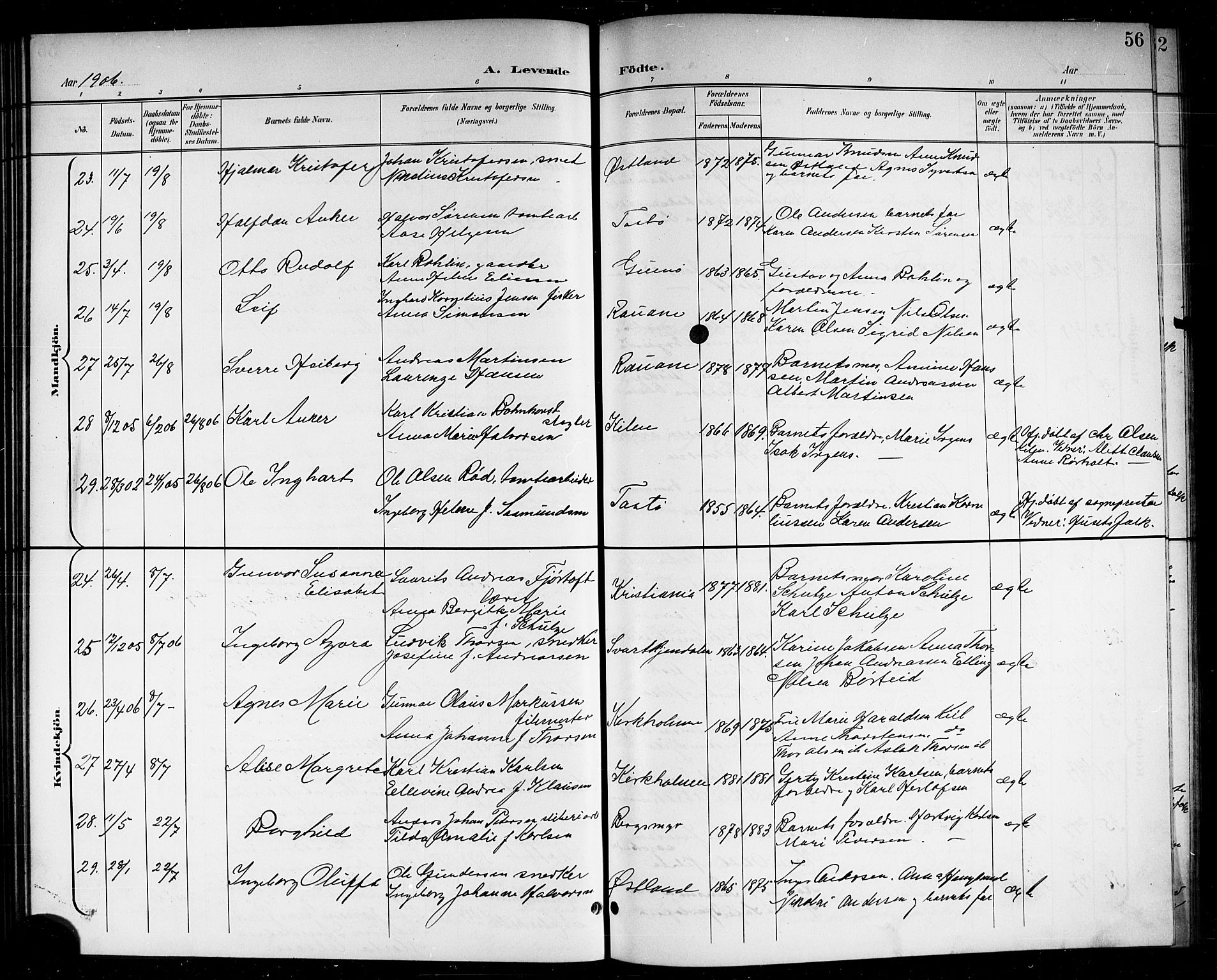 Skåtøy kirkebøker, SAKO/A-304/G/Ga/L0004: Parish register (copy) no. I 4, 1898-1916, p. 56