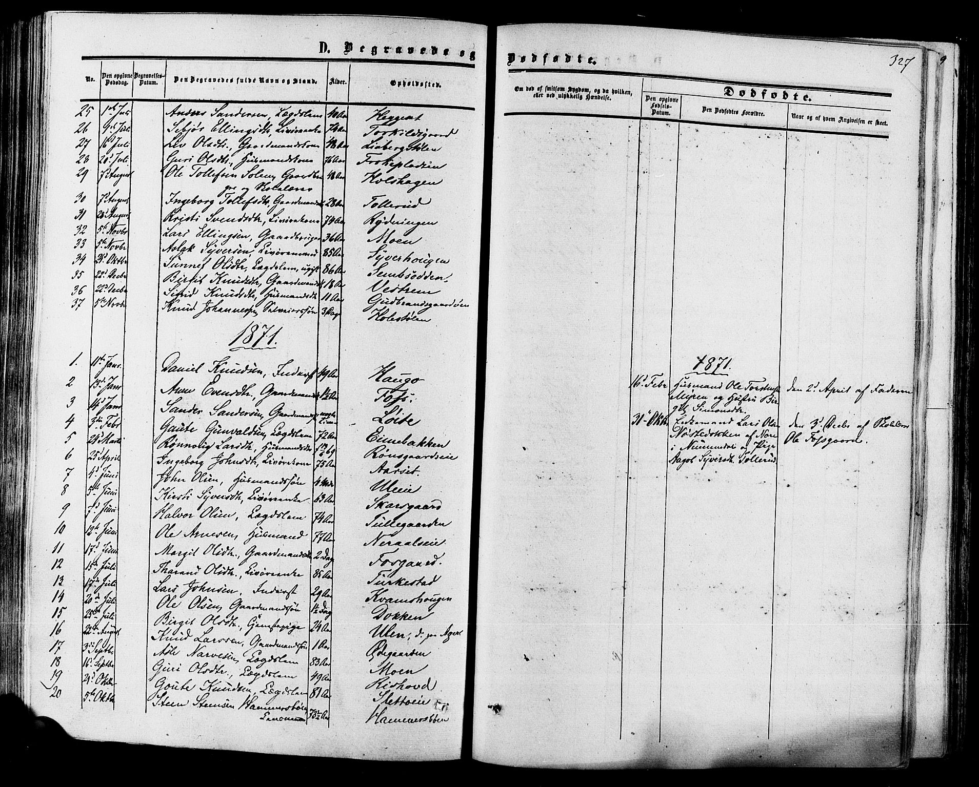 Hol kirkebøker, SAKO/A-227/F/Fa/L0002: Parish register (official) no. I 2, 1870-1886, p. 327