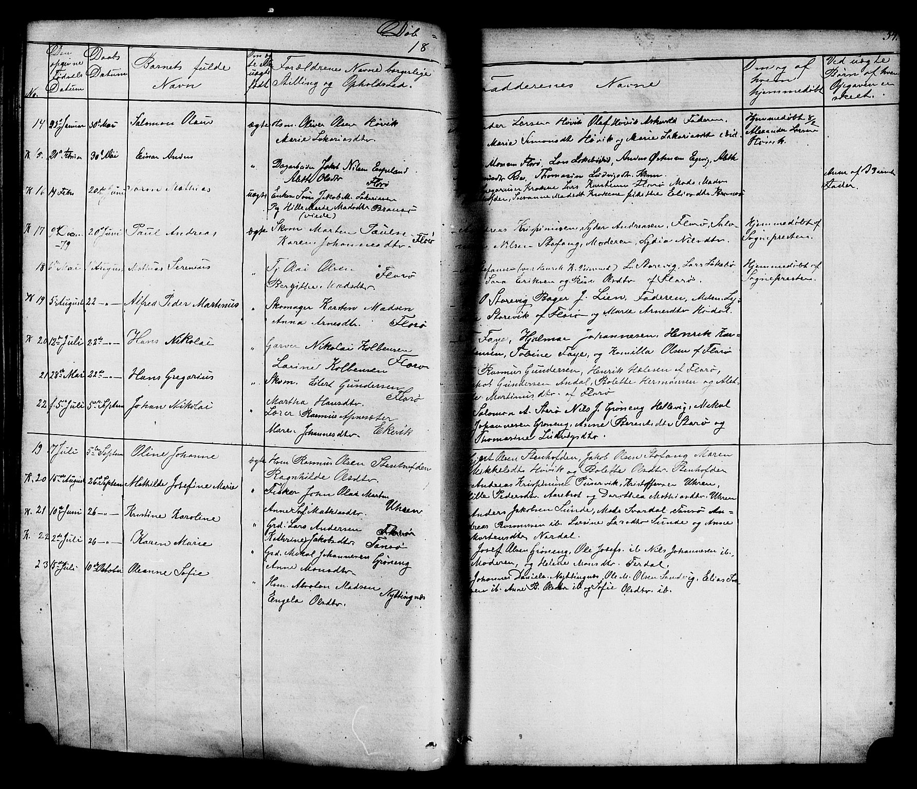 Kinn sokneprestembete, AV/SAB-A-80801/H/Hab/Habc/L0002: Parish register (copy) no. C 2, 1869-1918, p. 54