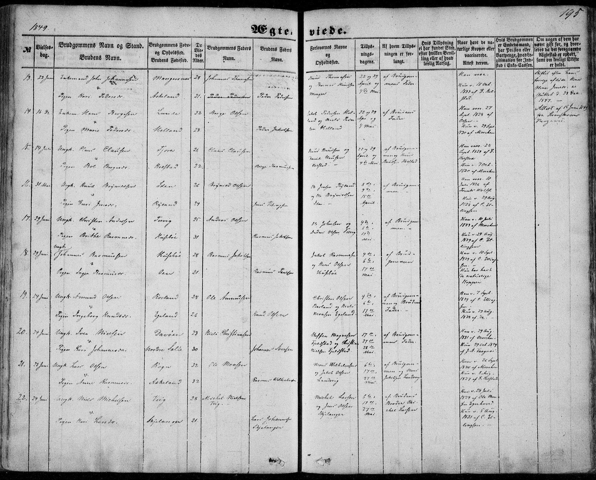 Manger sokneprestembete, AV/SAB-A-76801/H/Haa: Parish register (official) no. A 6, 1849-1859, p. 195