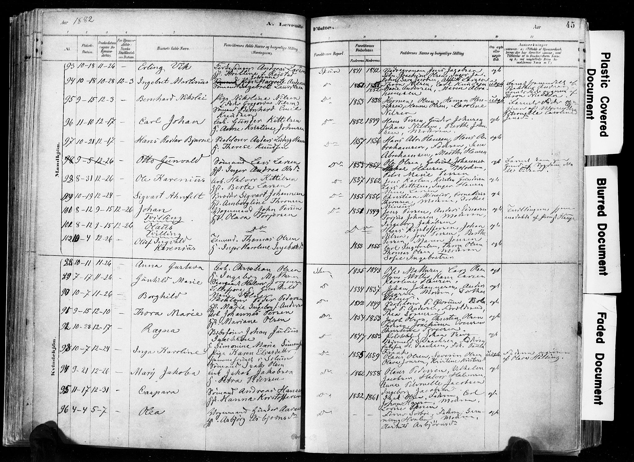 Skien kirkebøker, SAKO/A-302/F/Fa/L0009: Parish register (official) no. 9, 1878-1890, p. 45