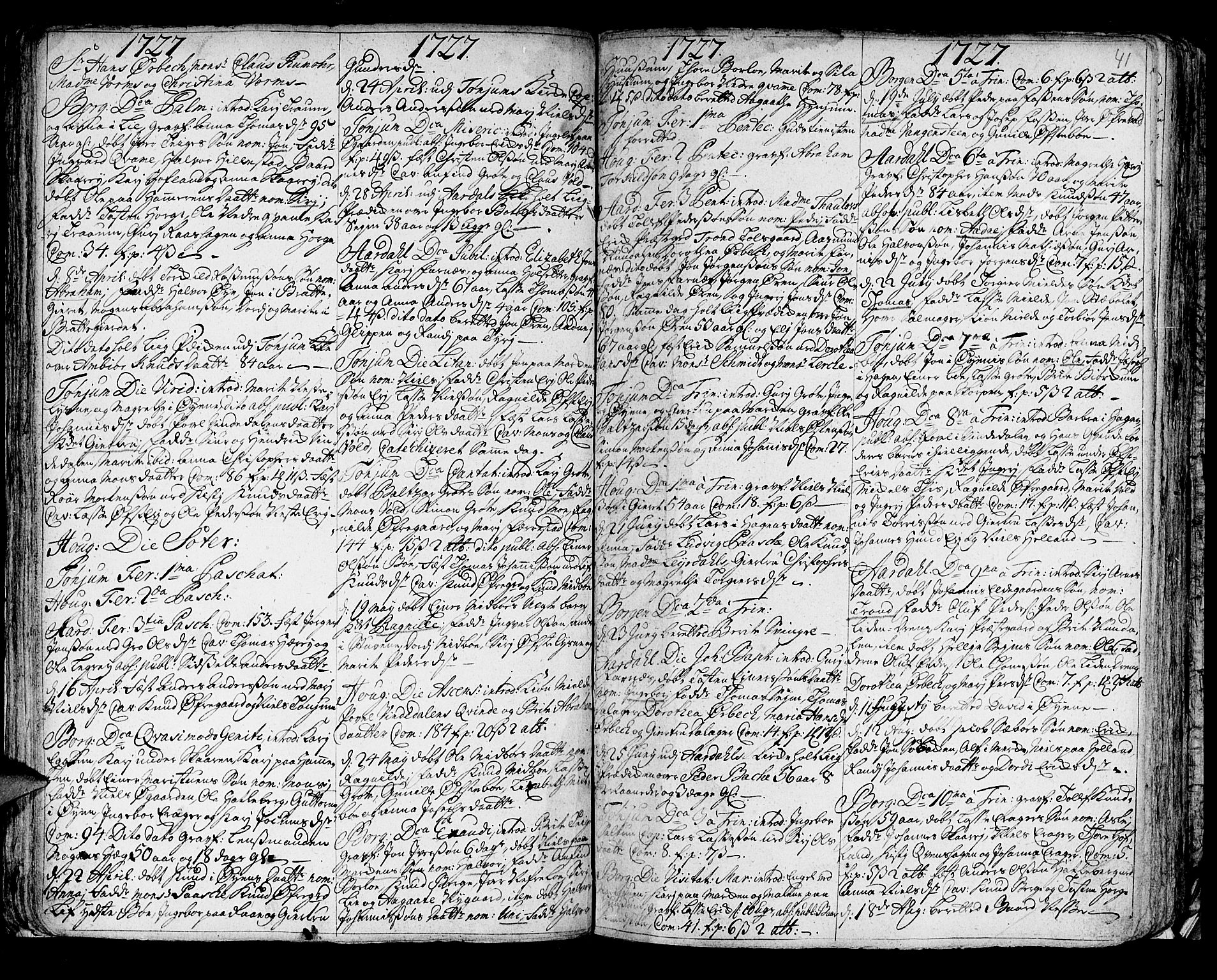 Lærdal sokneprestembete, AV/SAB-A-81201: Parish register (official) no. A 1, 1711-1752, p. 41