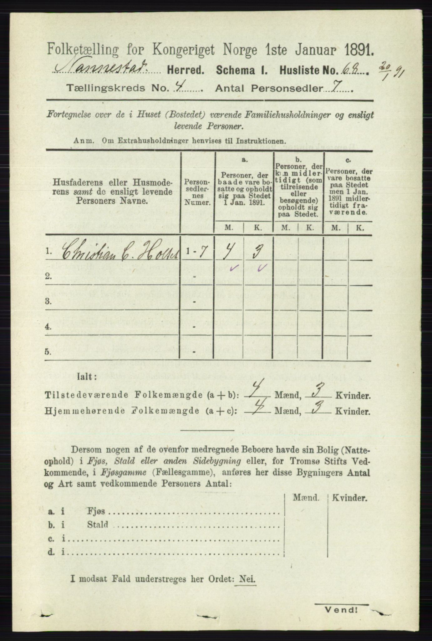 RA, 1891 census for 0238 Nannestad, 1891, p. 2048