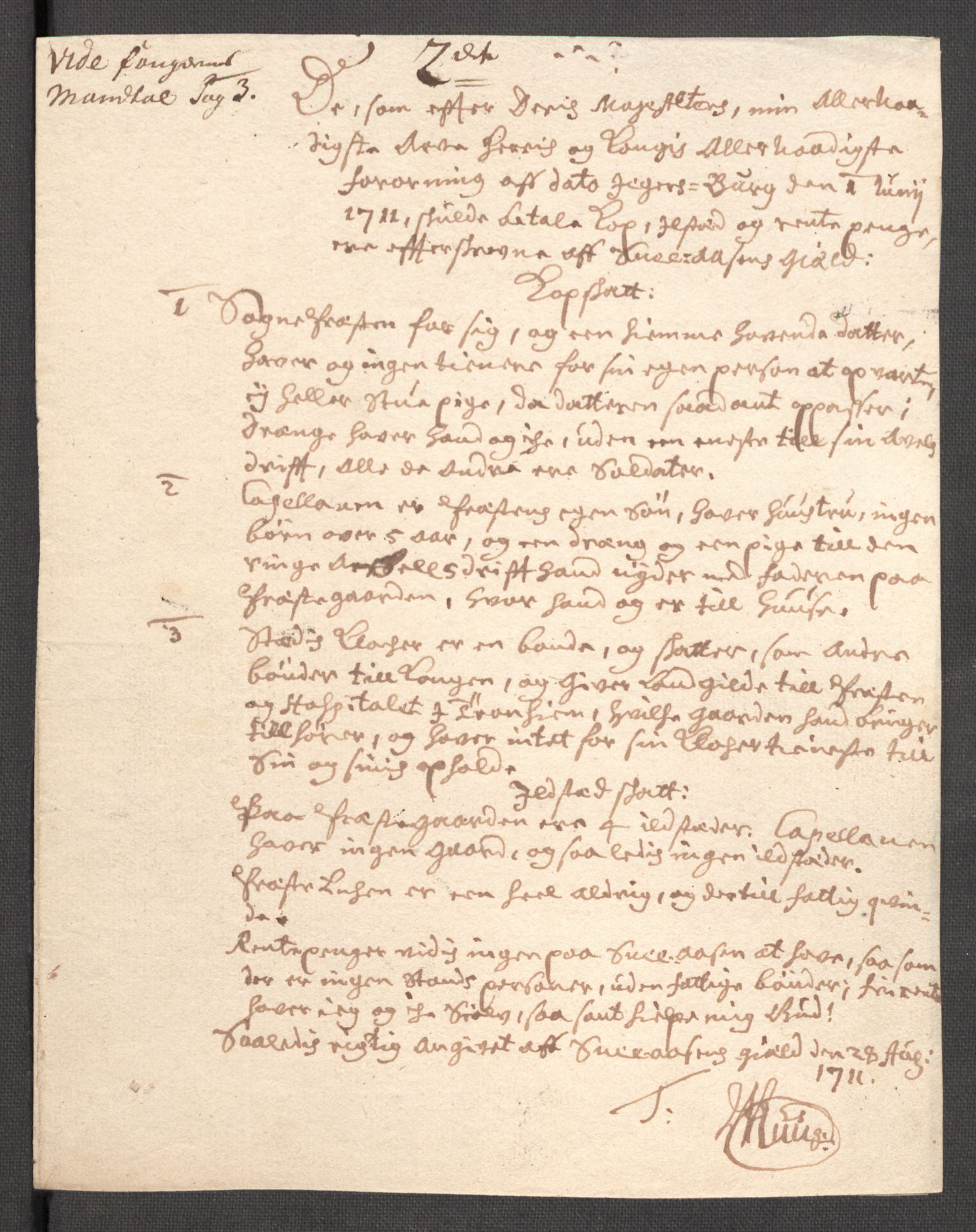 Rentekammeret inntil 1814, Reviderte regnskaper, Fogderegnskap, AV/RA-EA-4092/R63/L4319: Fogderegnskap Inderøy, 1711, p. 156