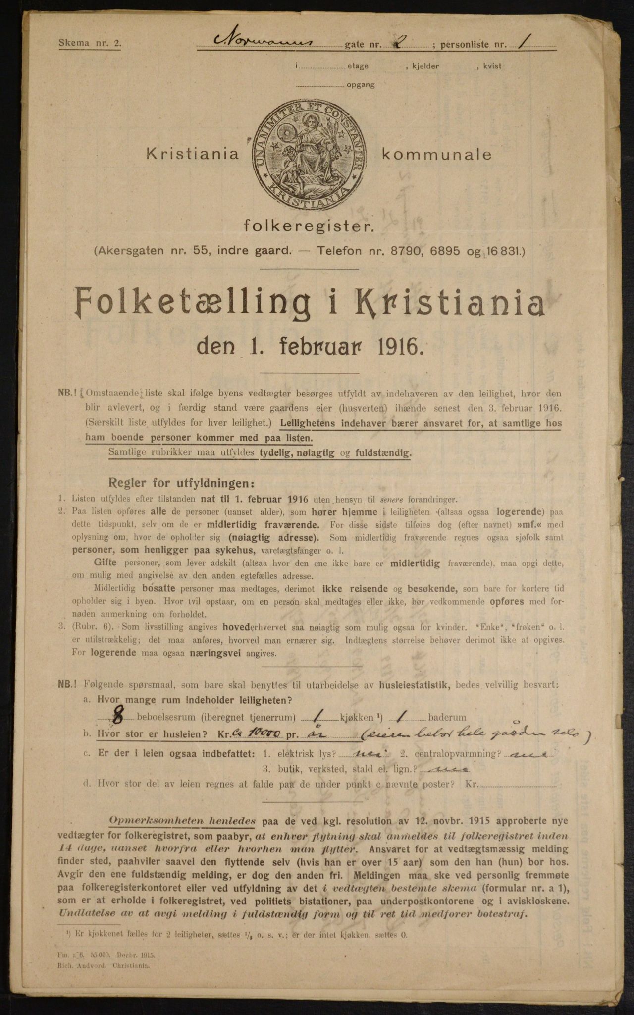 OBA, Municipal Census 1916 for Kristiania, 1916, p. 75208