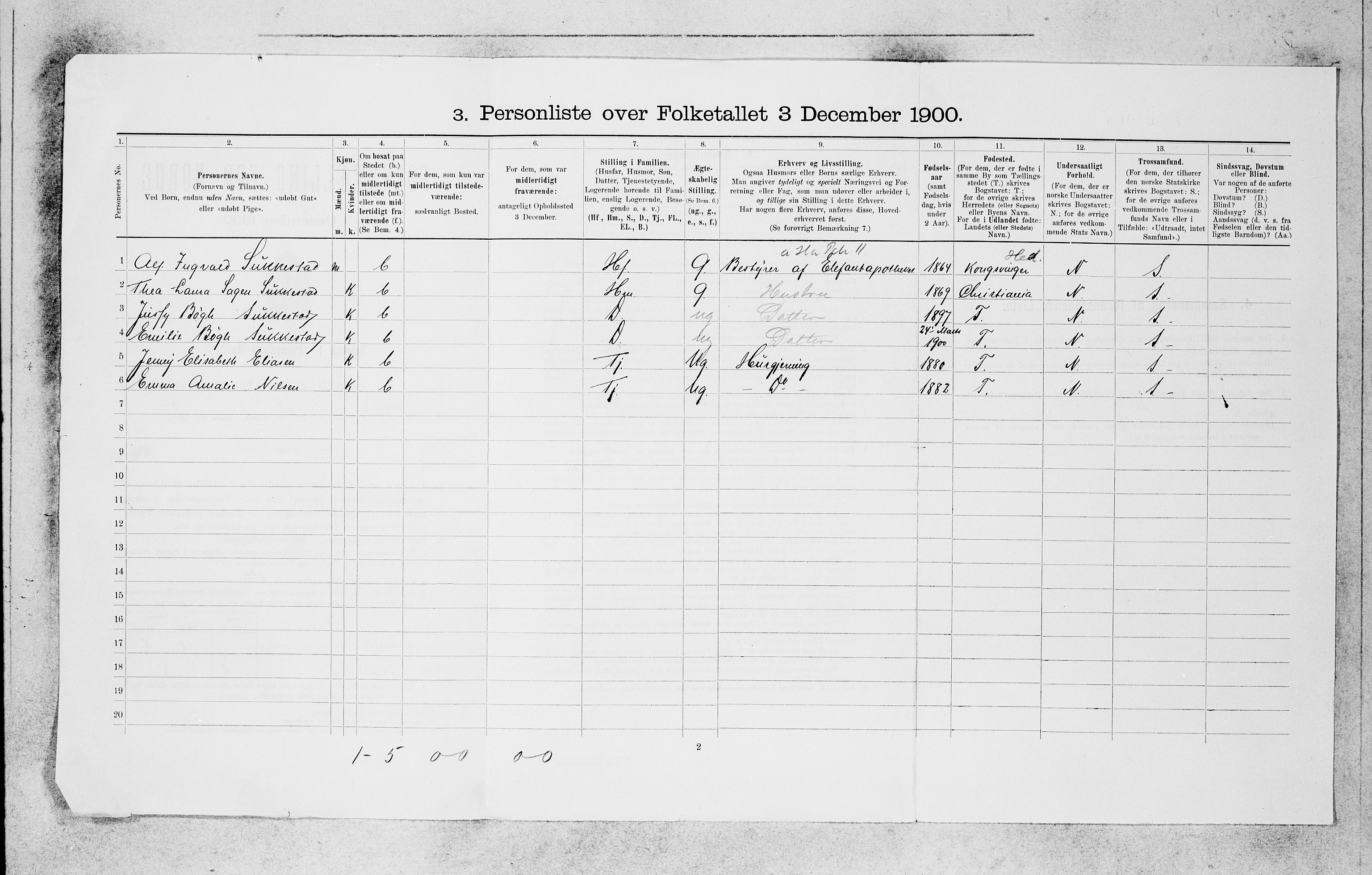 SAB, 1900 census for Bergen, 1900, p. 11906