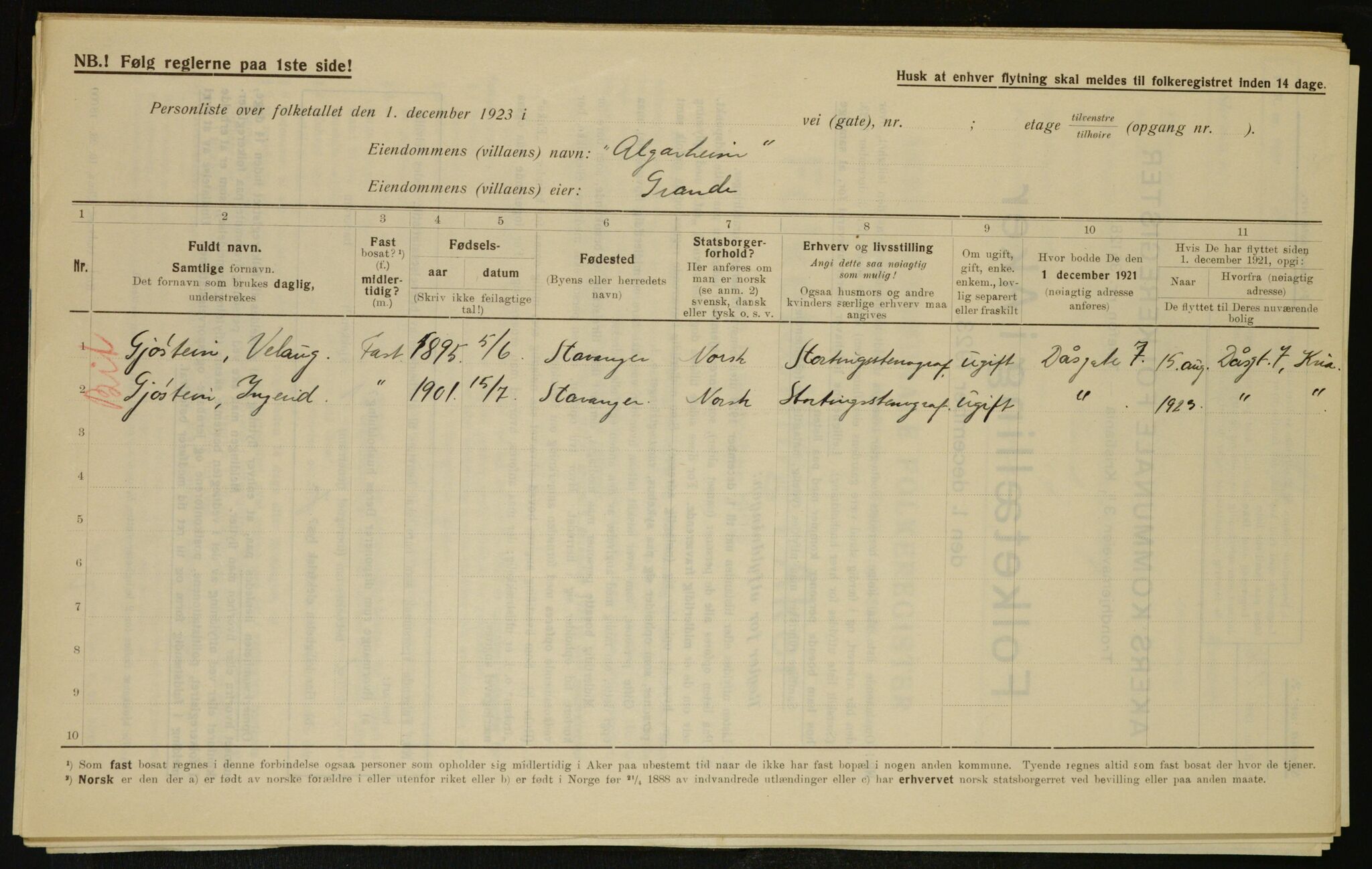 , Municipal Census 1923 for Aker, 1923, p. 6813