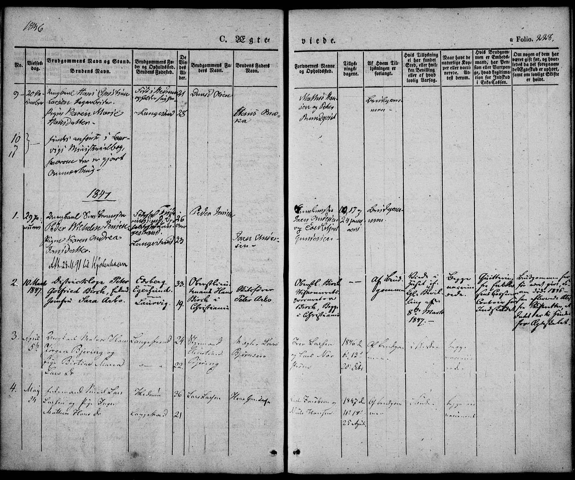 Larvik kirkebøker, AV/SAKO-A-352/F/Fb/L0003: Parish register (official) no. II 3, 1842-1856, p. 228