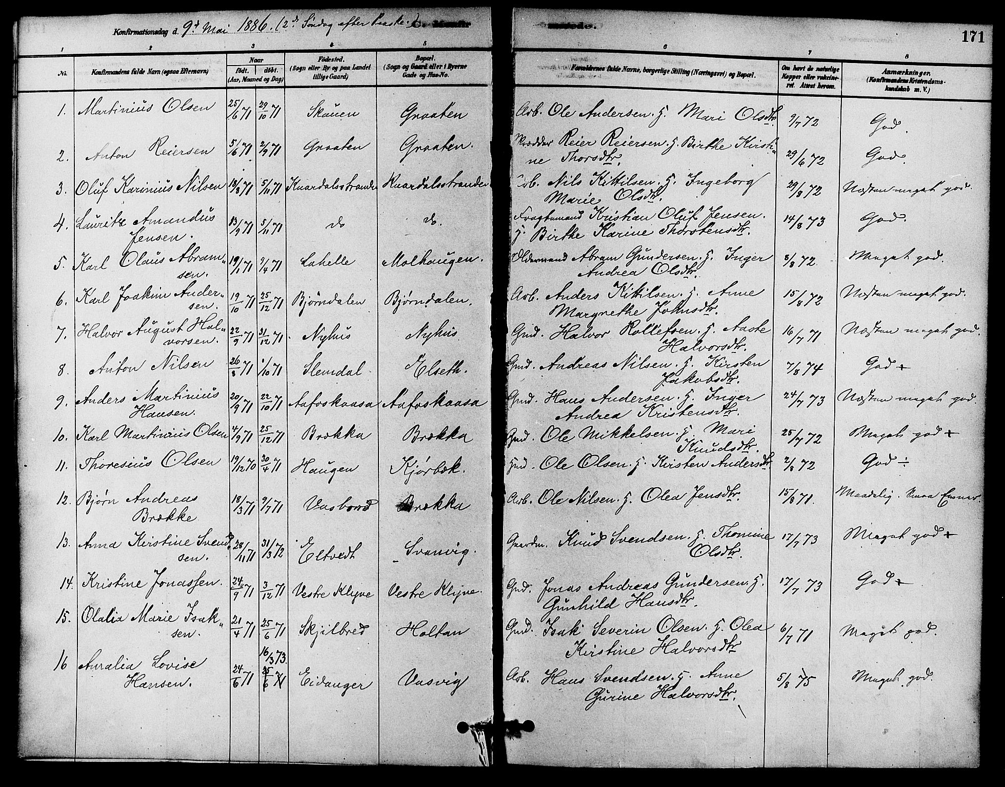 Solum kirkebøker, SAKO/A-306/F/Fa/L0009: Parish register (official) no. I 9, 1877-1887, p. 171