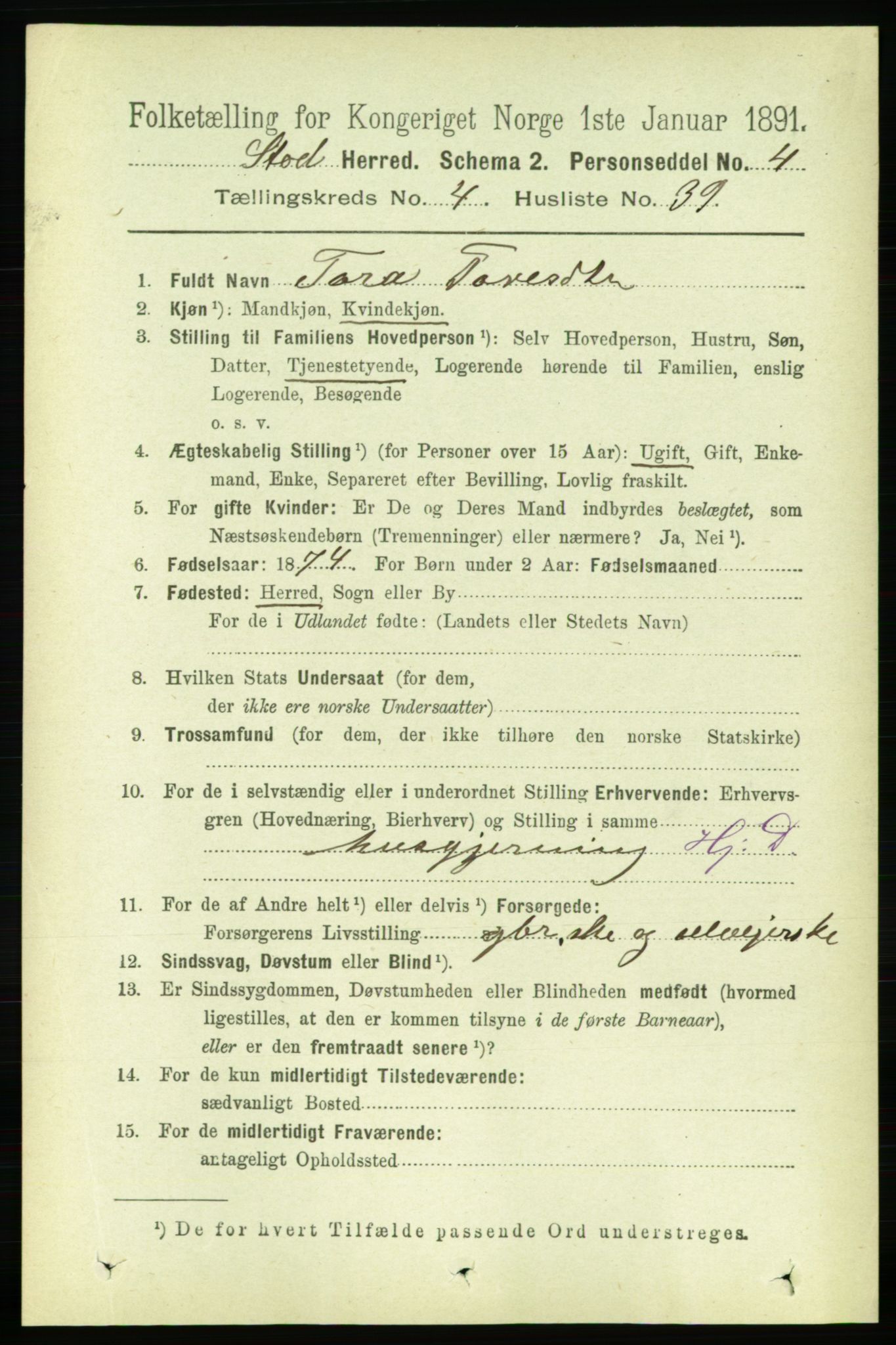 RA, 1891 census for 1734 Stod, 1891, p. 1972