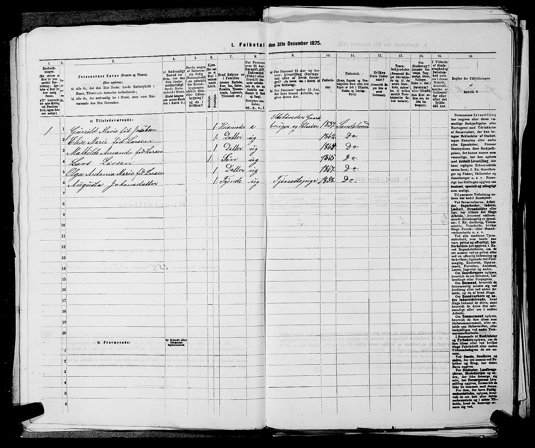 SAKO, 1875 census for 0724L Sandeherred/Sandeherred, 1875, p. 701