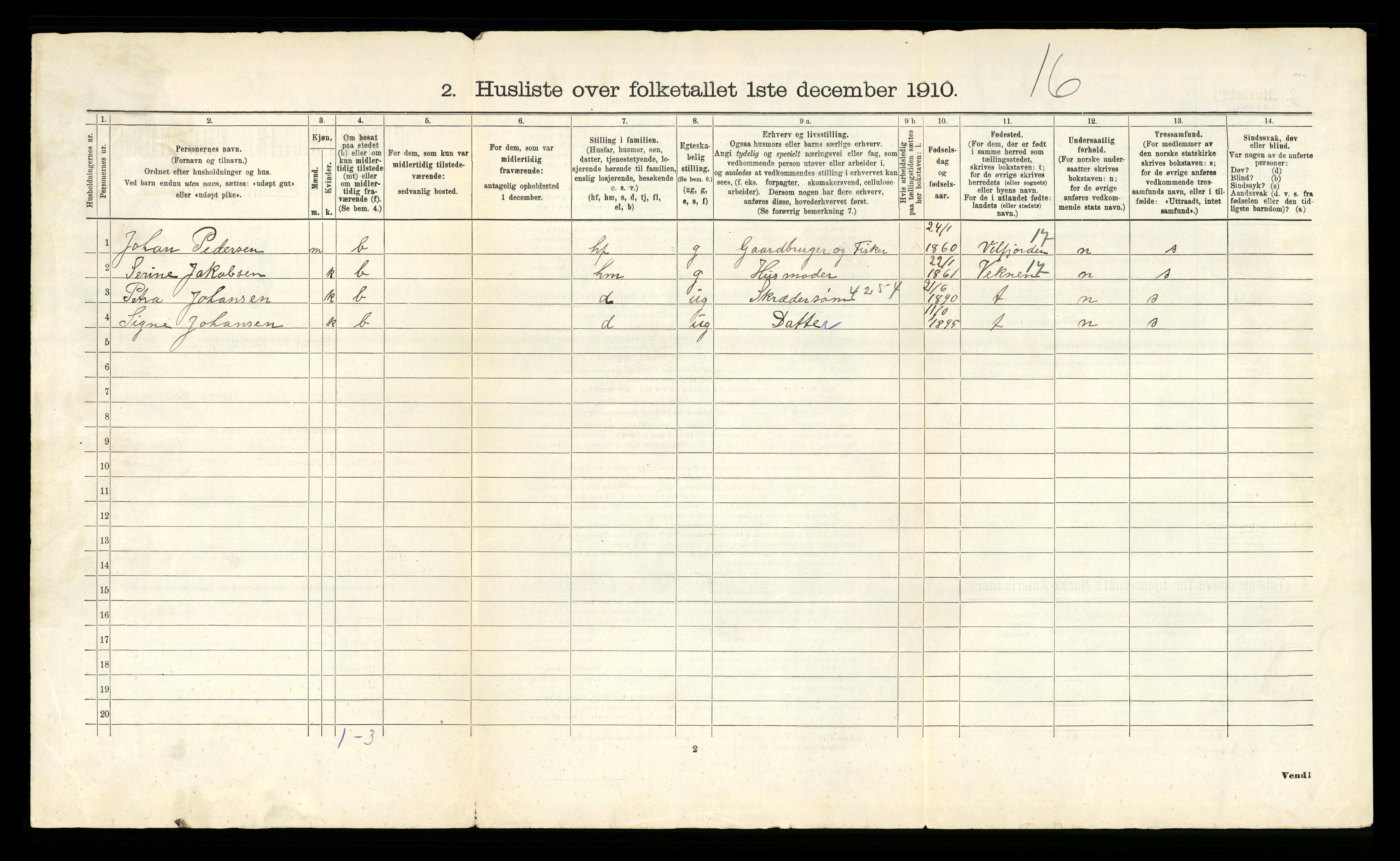RA, 1910 census for Vik, 1910, p. 35