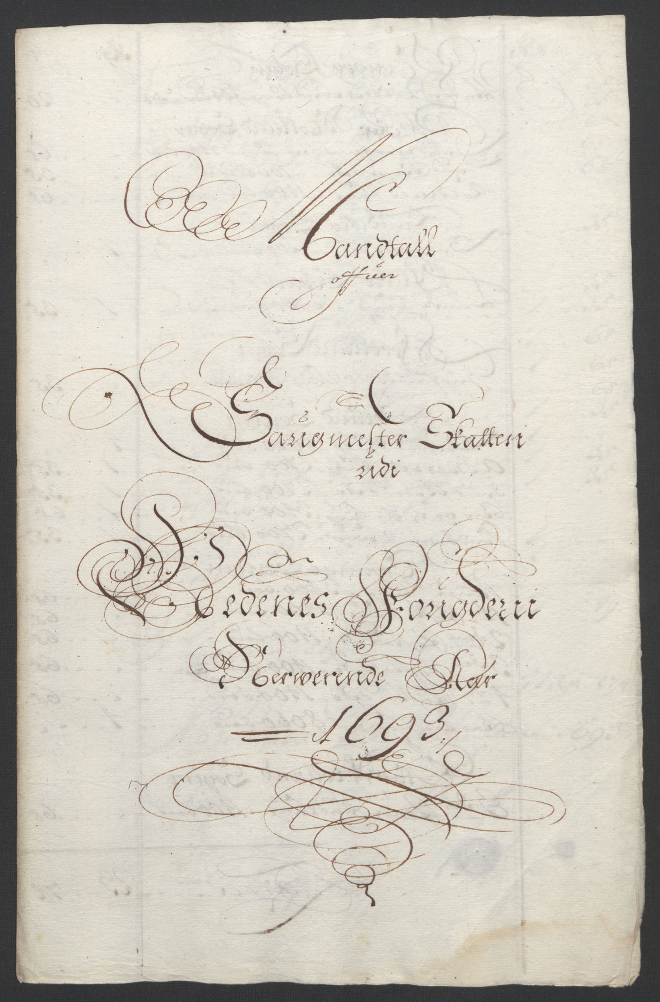 Rentekammeret inntil 1814, Reviderte regnskaper, Fogderegnskap, RA/EA-4092/R39/L2312: Fogderegnskap Nedenes, 1693-1695, p. 27