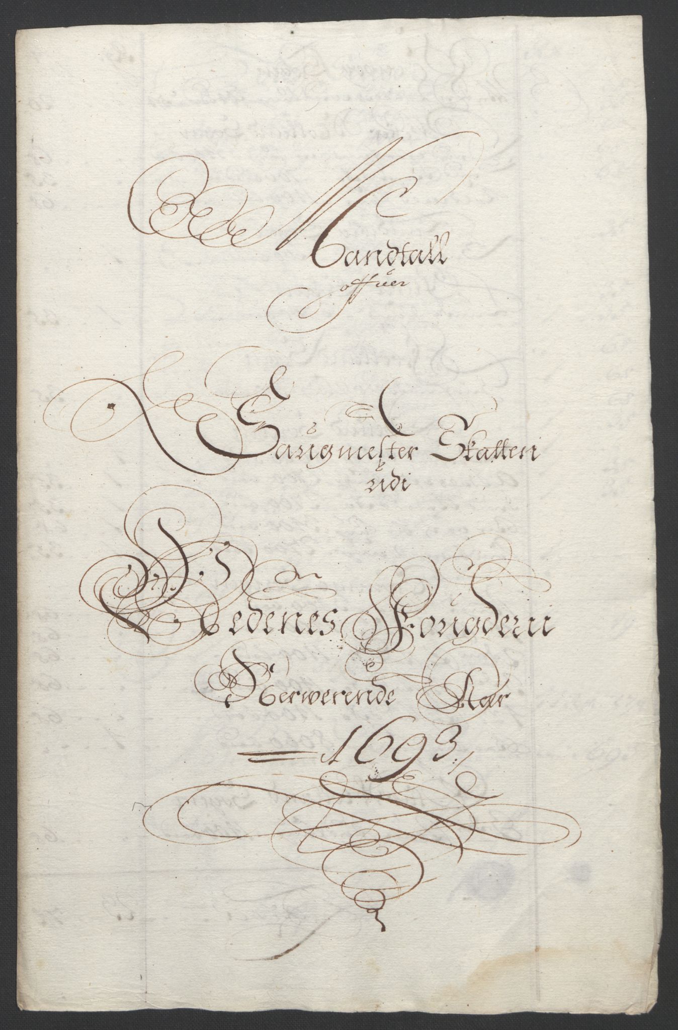 Rentekammeret inntil 1814, Reviderte regnskaper, Fogderegnskap, AV/RA-EA-4092/R39/L2312: Fogderegnskap Nedenes, 1693-1695, p. 27