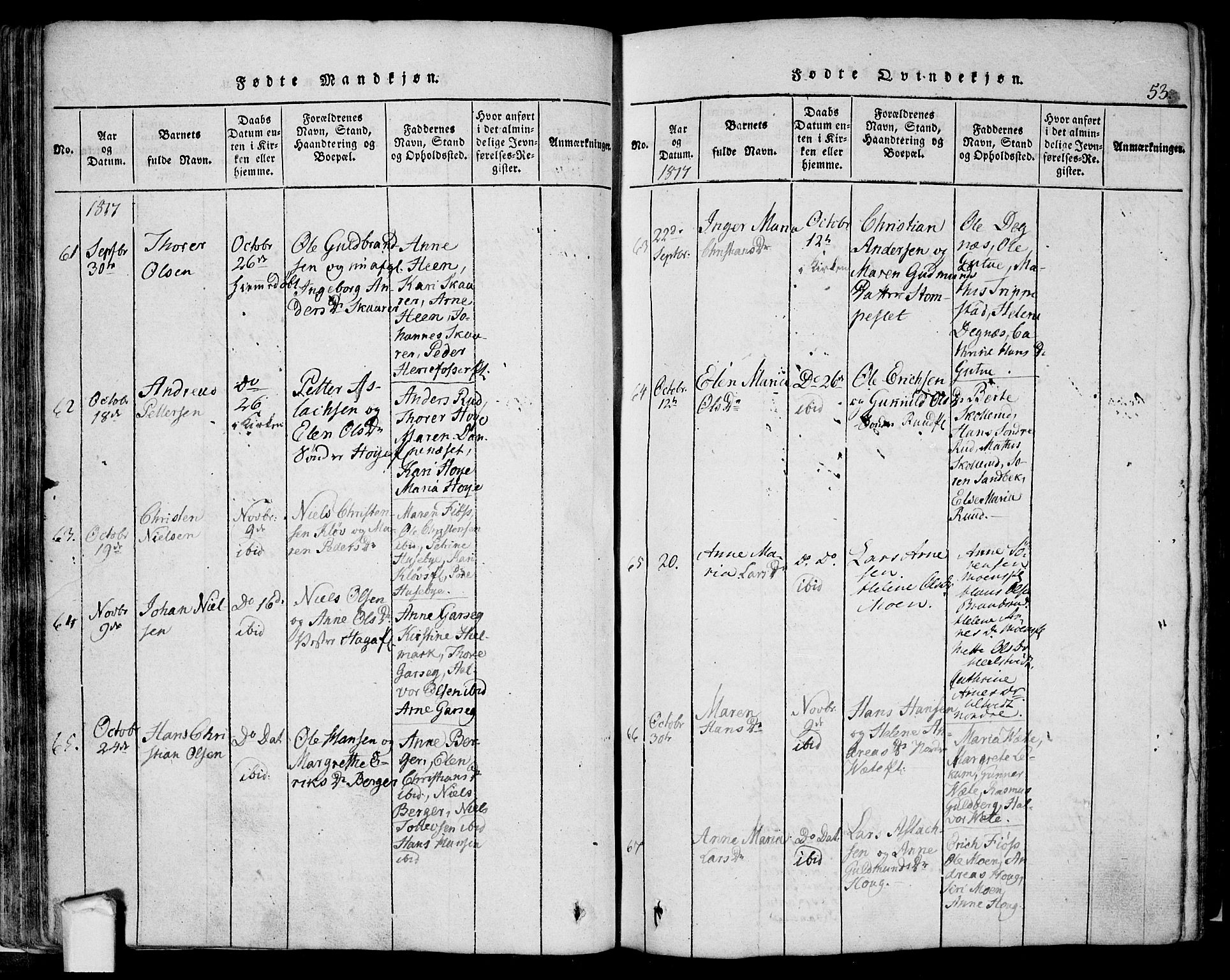 Eidsberg prestekontor Kirkebøker, AV/SAO-A-10905/F/Fa/L0007: Parish register (official) no. I 7, 1814-1832, p. 53