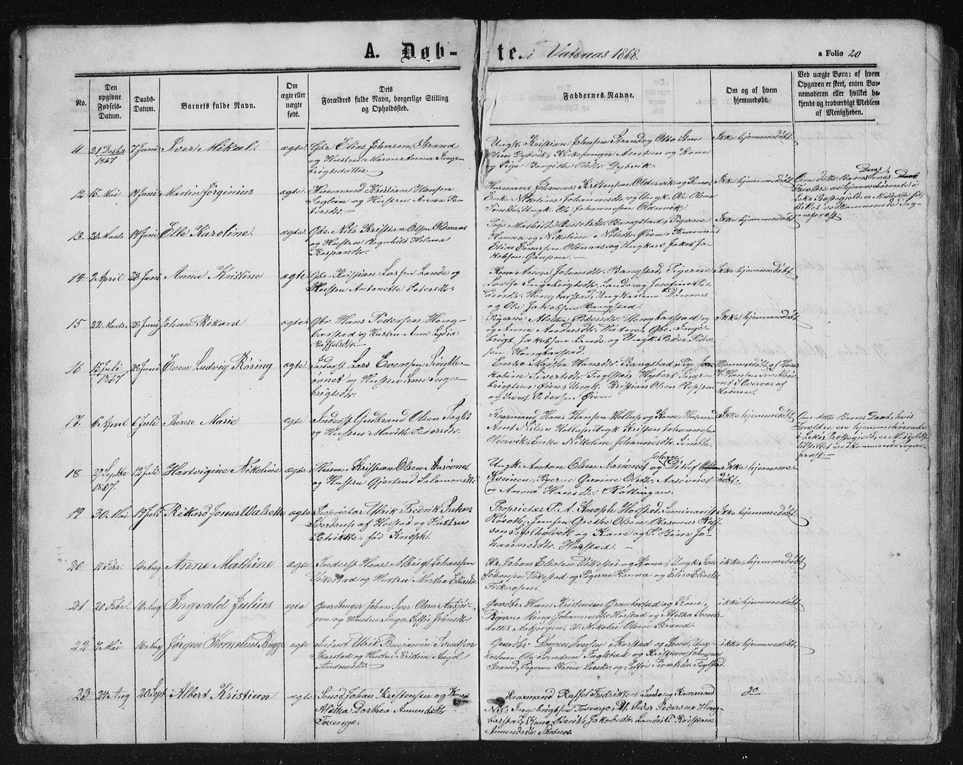 Ministerialprotokoller, klokkerbøker og fødselsregistre - Nordland, SAT/A-1459/810/L0158: Parish register (copy) no. 810C02 /1, 1863-1883, p. 20